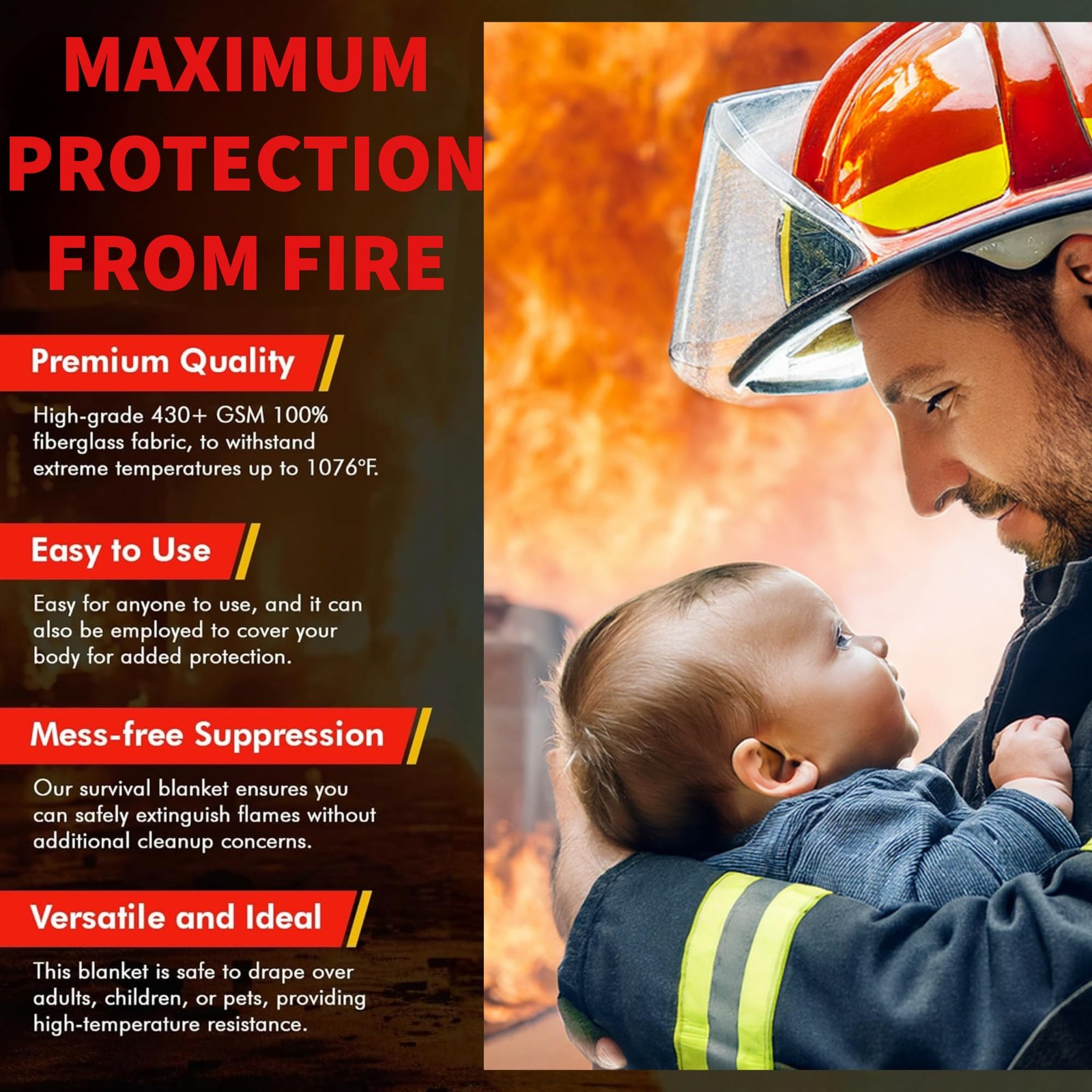 Riparo Emergency Fire Blanket for Home and Kitchen – Fire Suppression Blanket…
