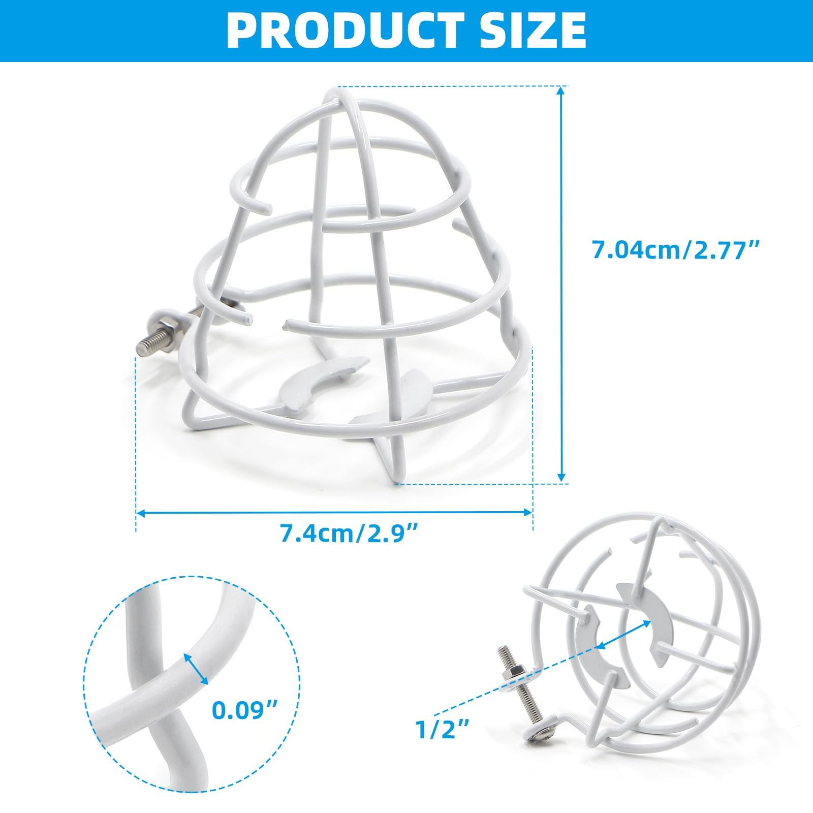 1/2″ Fire Sprinkler Head Cage Guard (12 Pack, White, Steel, Wall Mount)