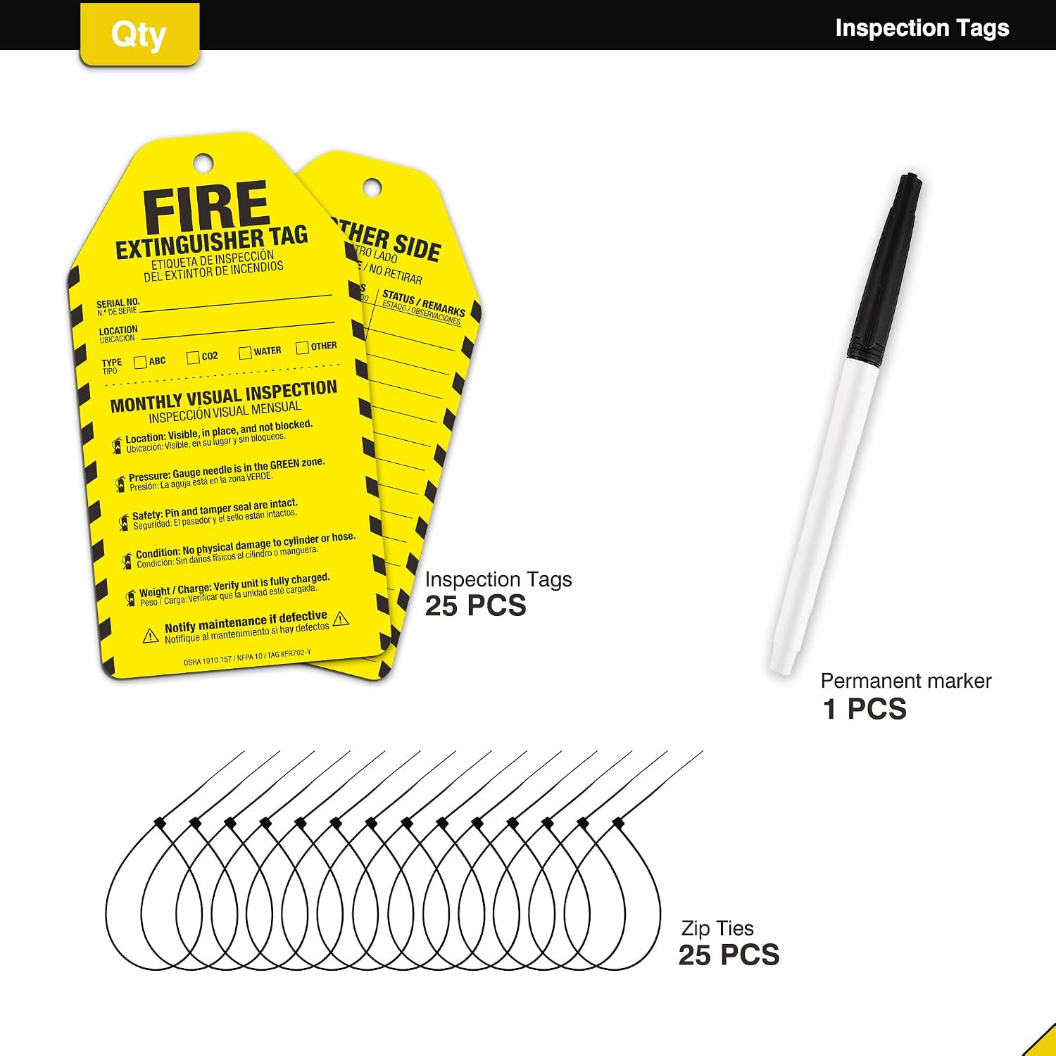 Fire Extinguisher Inspection Tags 25 Pack, 2026-2029 Yearly Monthly Inspection