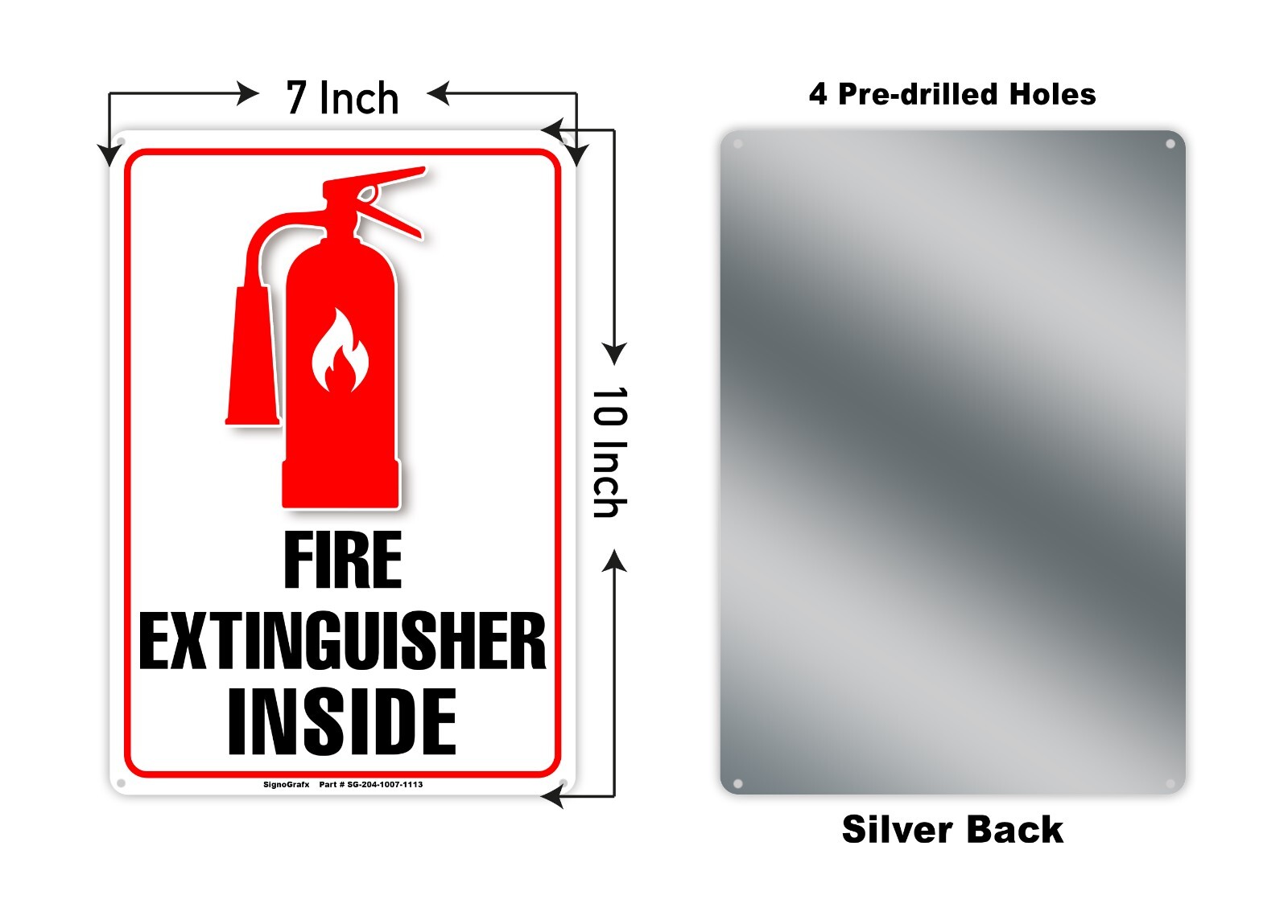 SIGNOGRAFX Fire Extinguisher Sign, Fire Safety, 10″x7″ Security for School & Lab