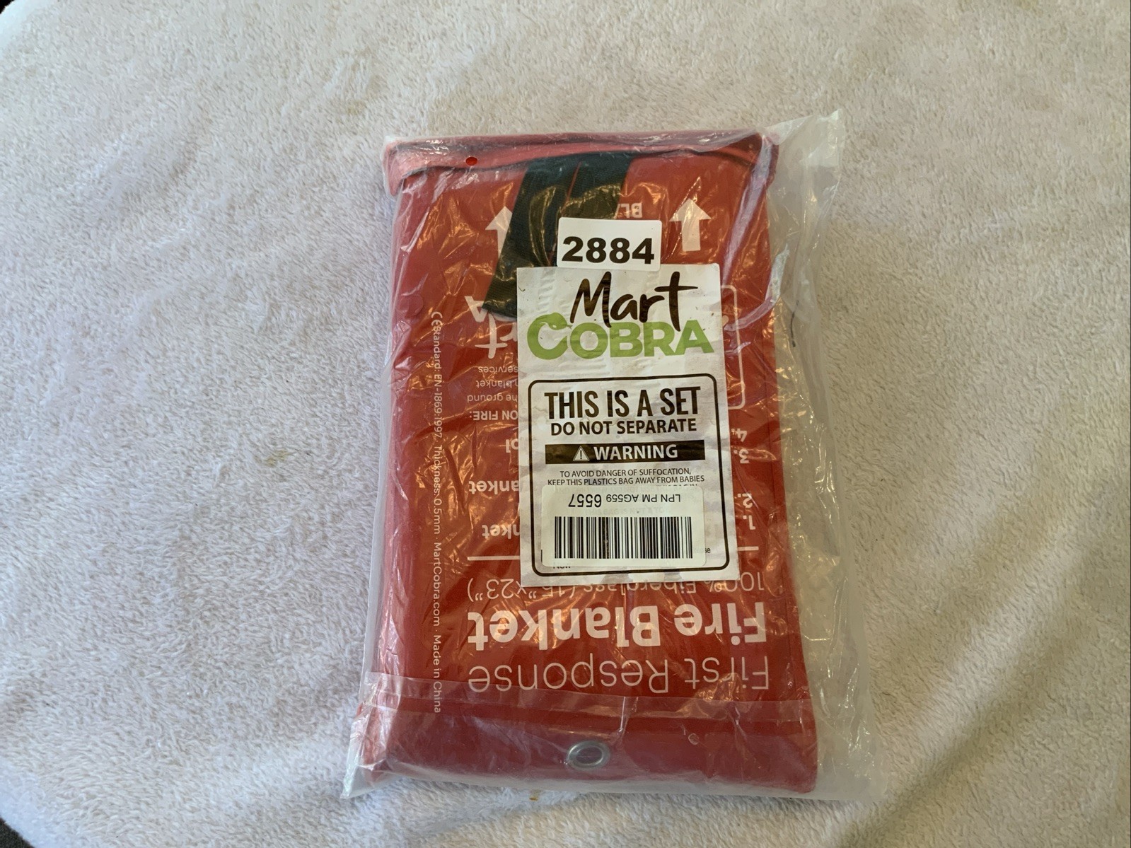 First Response Fire Blanket 100% Fiberglass 15”x23”. SKU 2884