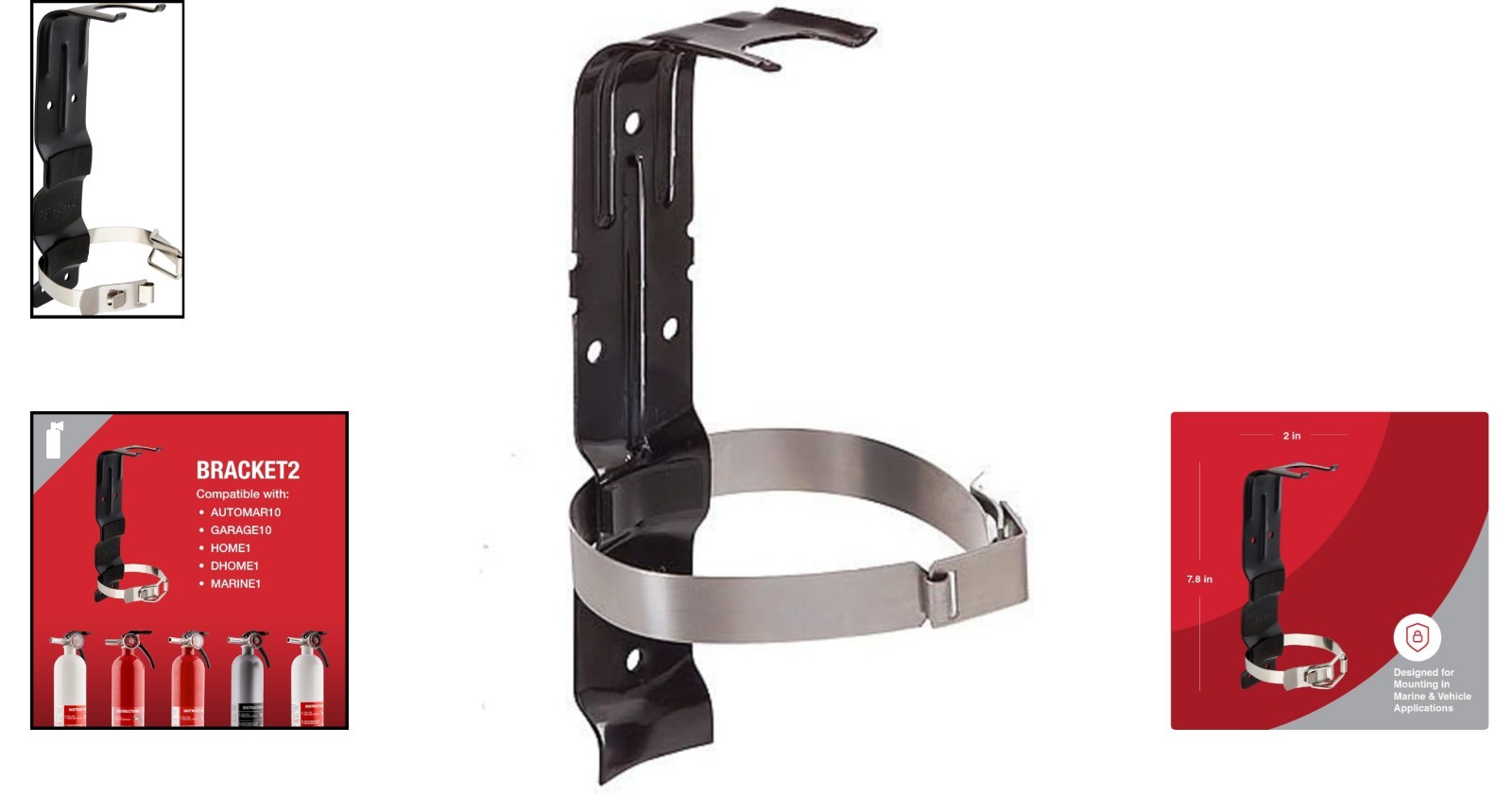Black Alloy Steel Fire Extinguisher Bracket for Marine and Home Use