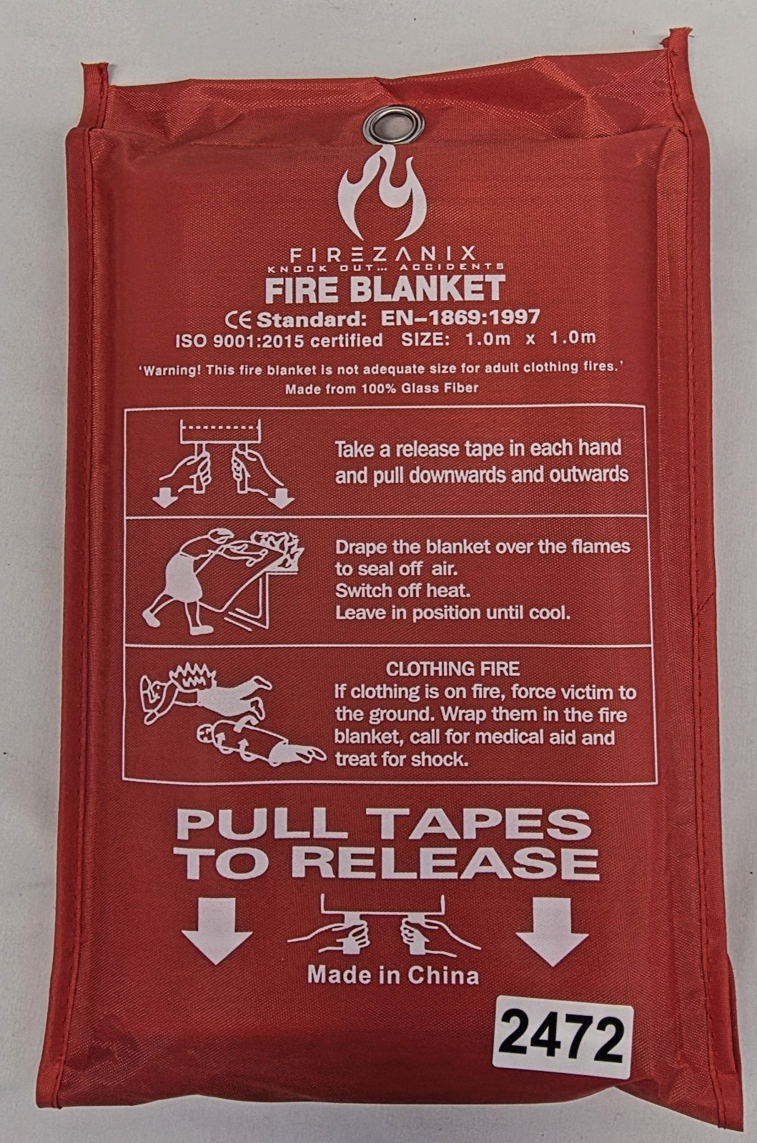 Firezanix Fire Blanket 1m x 1m EN1869 Emergency Fiberglass Safety Blanket NEW