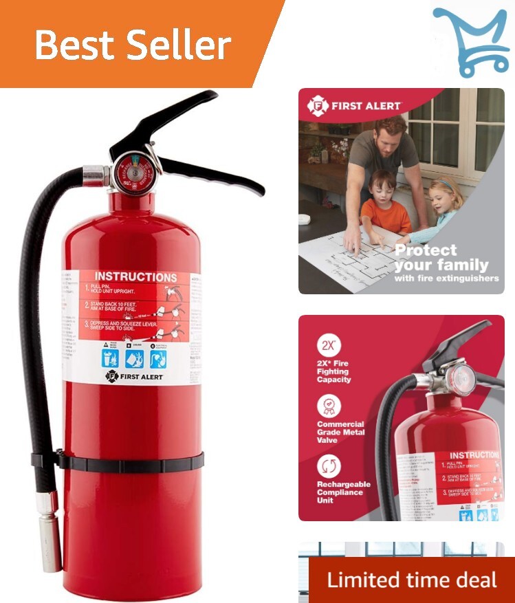 All-Metal HOME2PRO Fire Extinguisher, Rechargeable, Ideal for Home & Vehicle Use