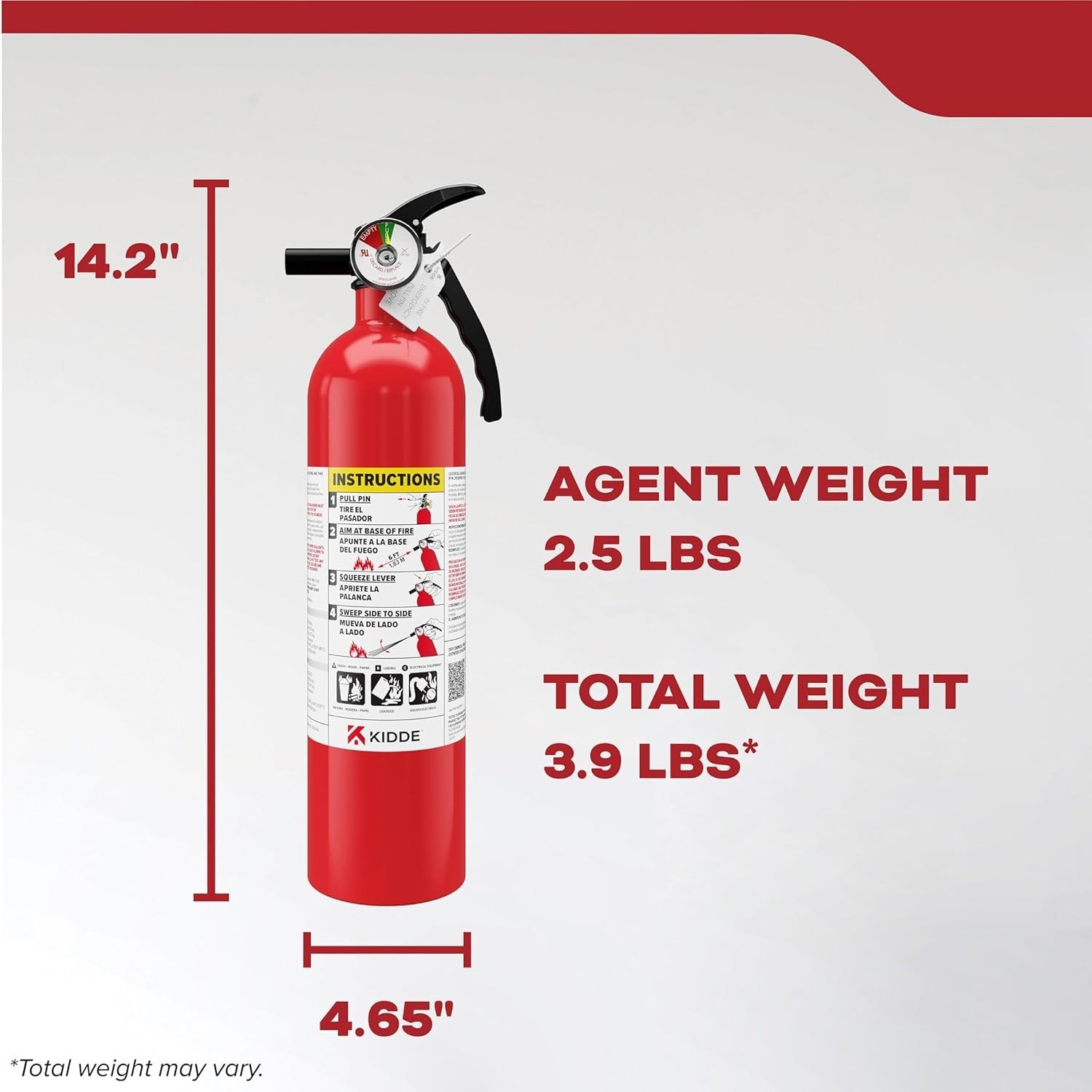 Effortless Protection: 1A10BC Wall Mount Fire Extinguisher in Sleek Red Aluminum
