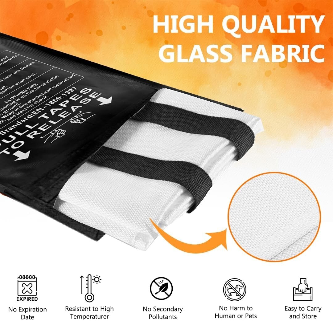 Safecastle Fire Blanket Emergency Survival Kit 2 Pack Size 59″x59″ Safety Kit ✅