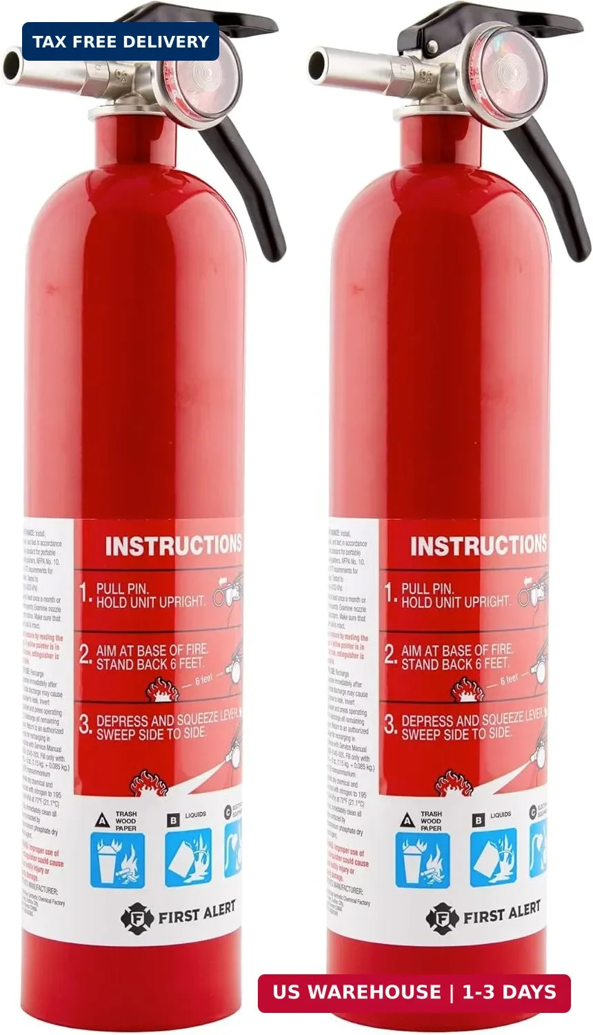 First Alert Home1-2, Standard Home Fire Extinguisher, Red, 2PACK