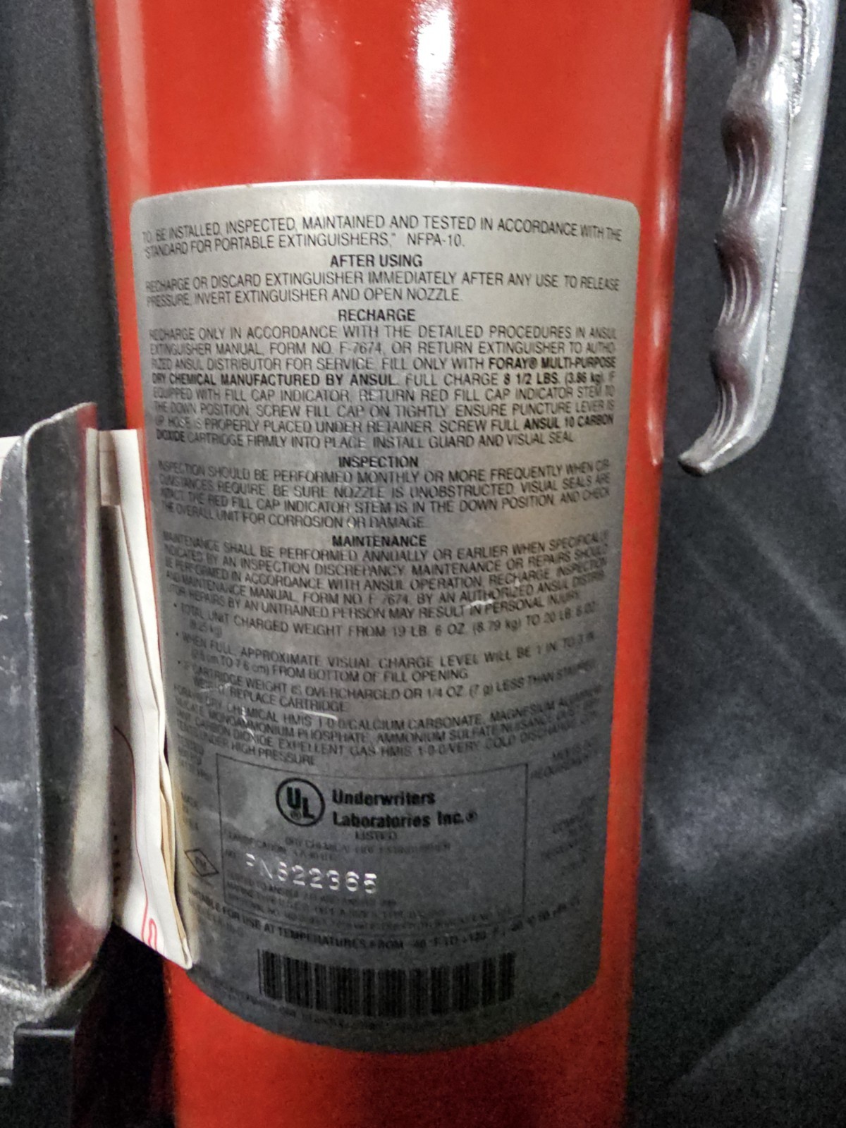 Ansul Red Line I-A-10-G Dry Chemical Fire Extinguisher 10 Lb 418247