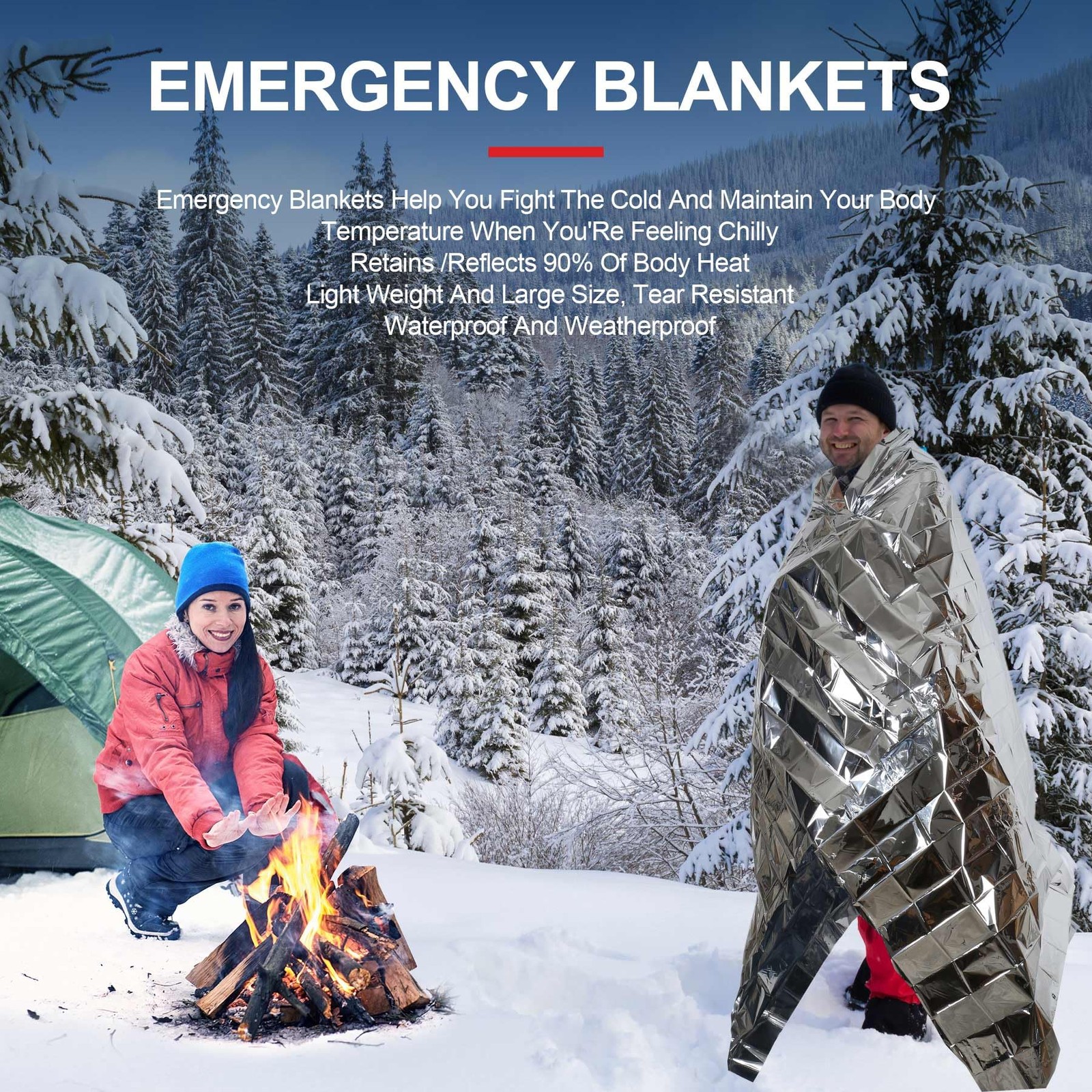 9 Pack Emergency Blankets, Outdoor Survival Emergency Insulated Gear, Mylar T…