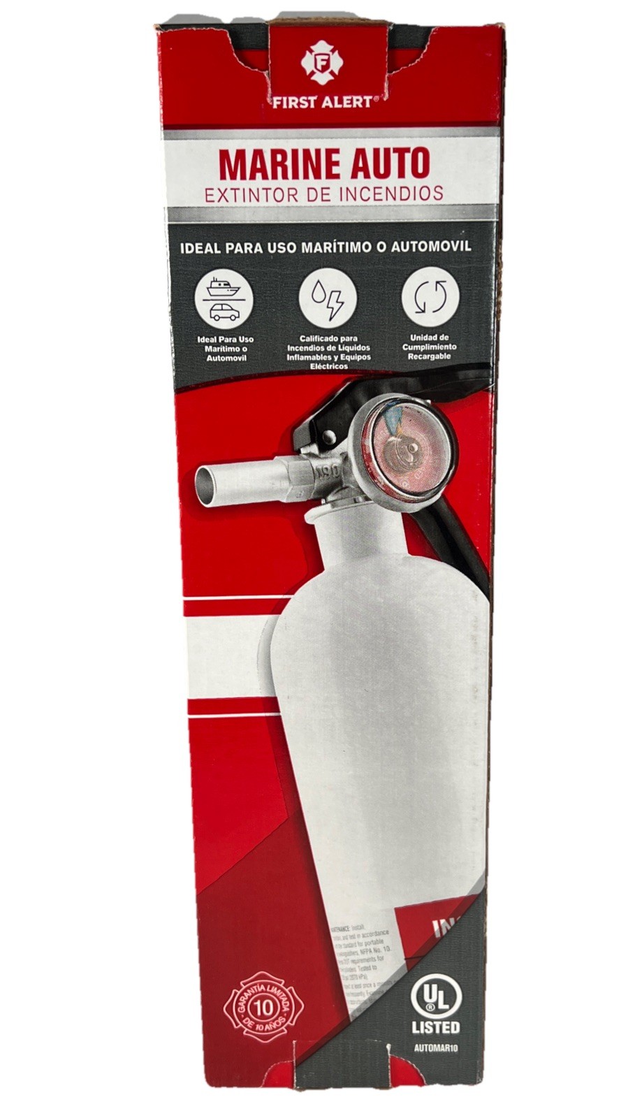 First Alert FE10GR Rechargeable Marine Fire Extinguisher NIB