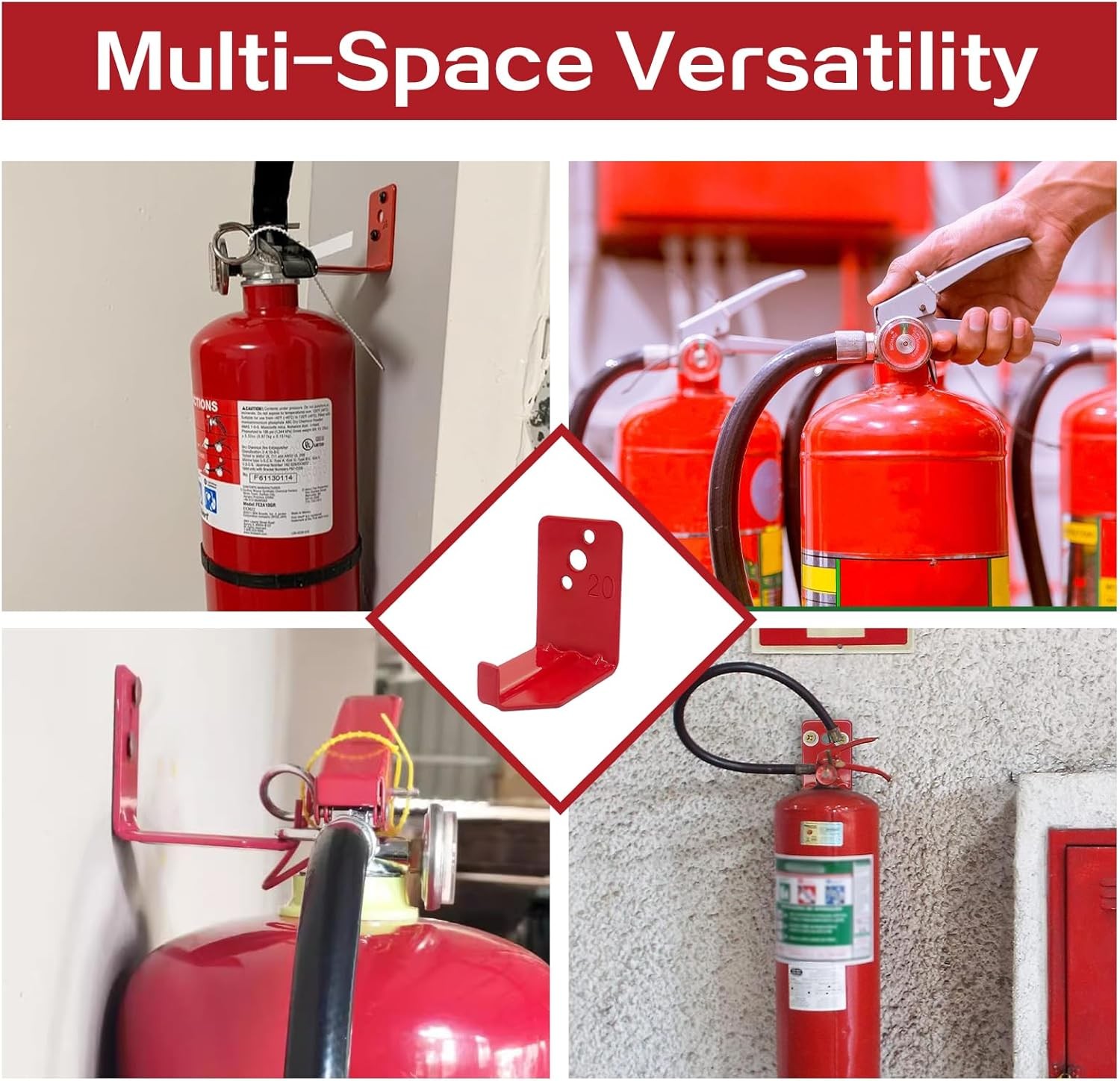 2pc Fire Extinguisher Mount Bracket Universal Wall Holder Hanger 5lb to 40lb Red