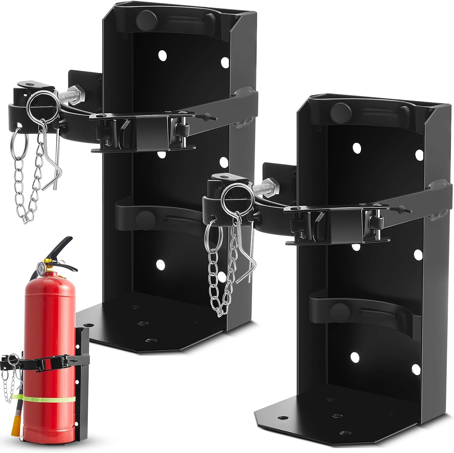 Heavy Duty Fire Extinguisher Wall Mount Bracket – 2 Pack, Black