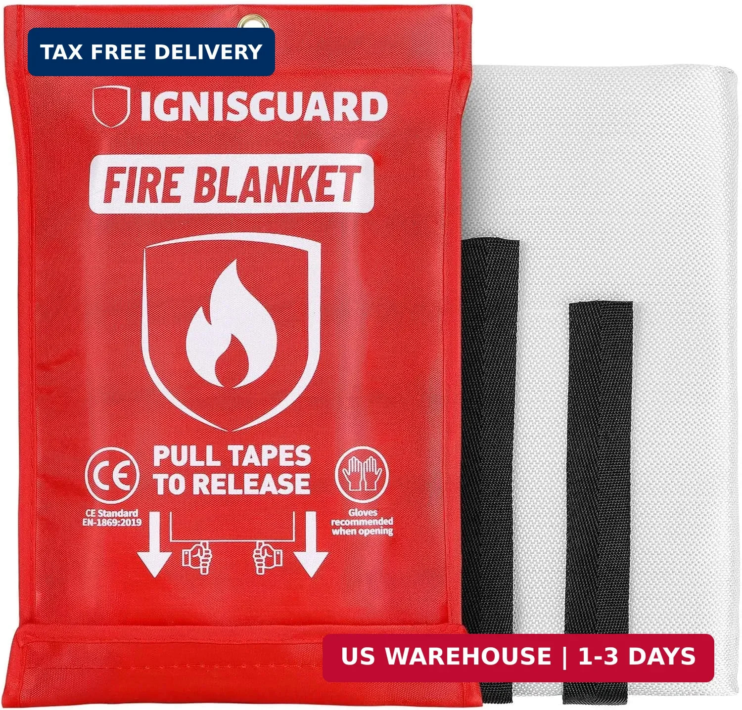 Emergency Fire Blanket for Home and Kitchen, 1-Pack 40″x40″ Fiberglass Fire Supp