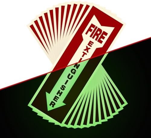 Fire Extinguisher Signs,Safety Sign Sticker glow in the dark 12 Pack 4″ X 12″ Du