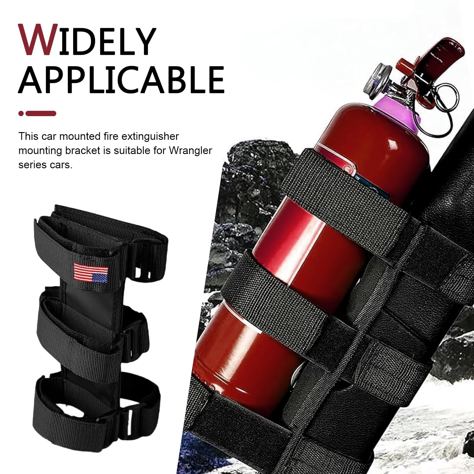 Car Roll Bar Fire Extinguisher Holder, Adjustable Flag Decorated Fire Extingu…