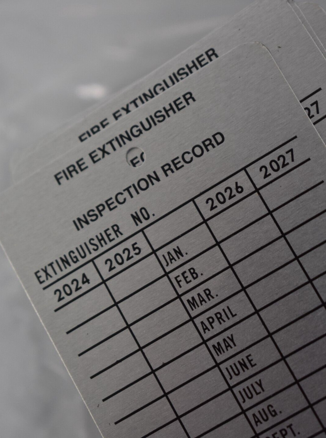 Lot of 96 Fire Extinguisher Inspection Records Metal Plates 2-1/2″ x 3-1/2″