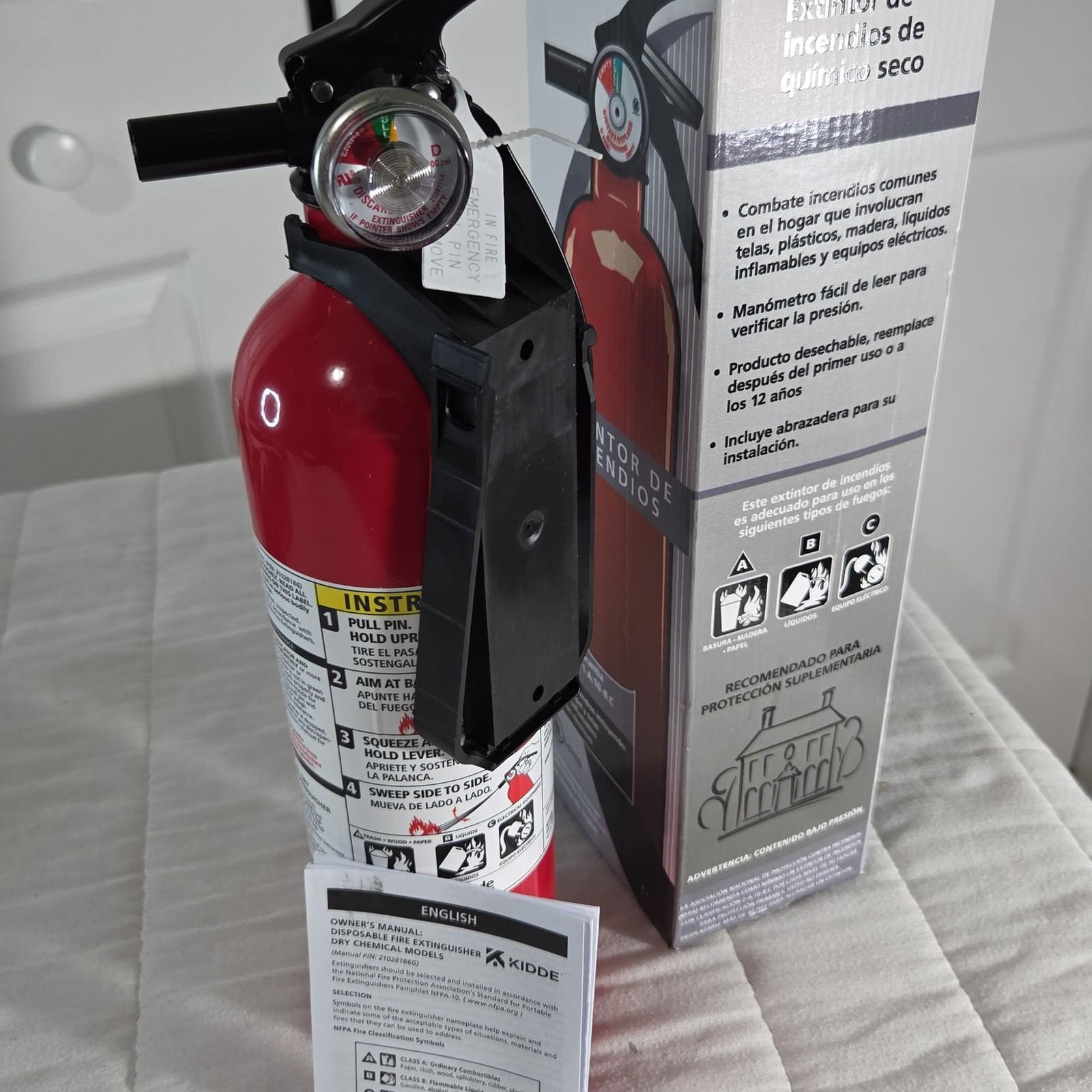 Kidde Home Multi-Purpose Dry Chemical Fire Extinguisher UL Rated 1-A:10-B:C