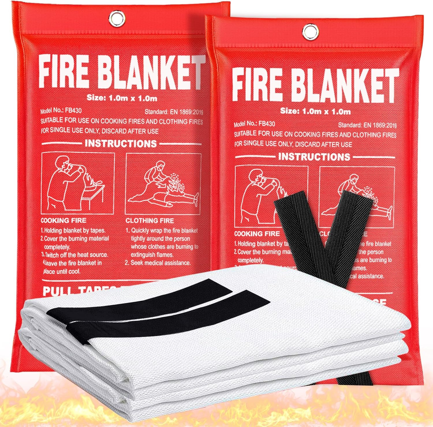 Fire Blanket 2 Pack – 40″ X 40″ Prepared Emergency Fire Blanket for Home and Kit