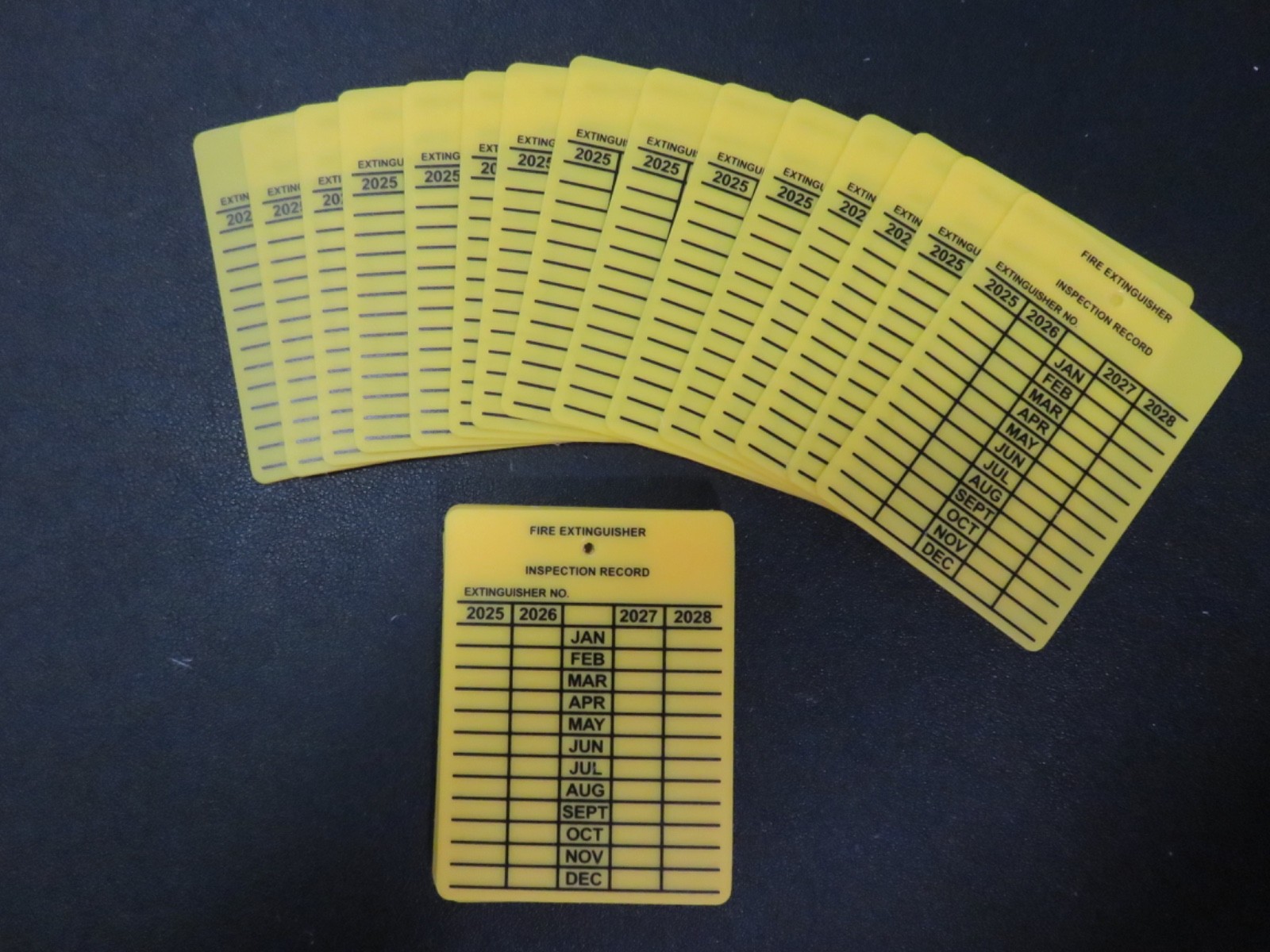 ✅🔥🧯25-PLASTIC FIRE EXTINGUISHER 4-YEAR INSPECTION TAGS 2025-2026-2027-2028🚒