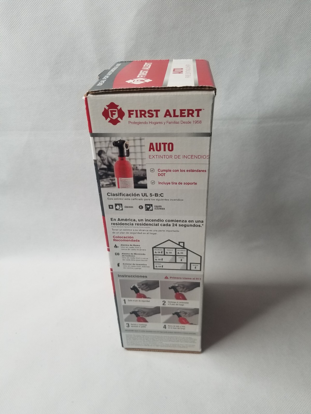 First Alert Auto5 2 lb Fire Extinguisher Compact Design W/Pull Pin US Dot HL2
