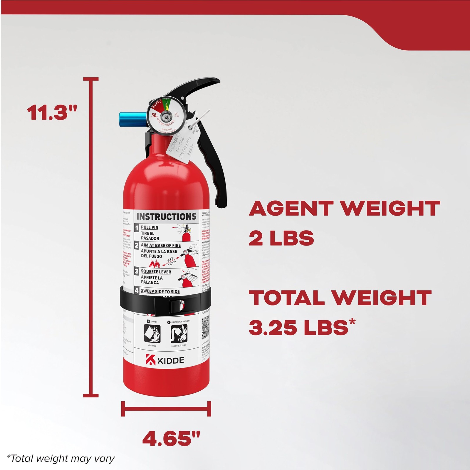 Kidde Basic 5 Fire Extinguisher for Home 5 B C FA5G Residential Fire