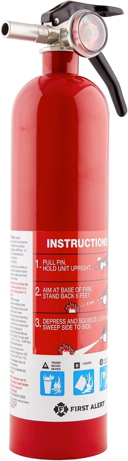 Fire Extinguisher, Standard Home Use | HOME1, UL RATED 1-A:10-B:C, Red 1-Pack