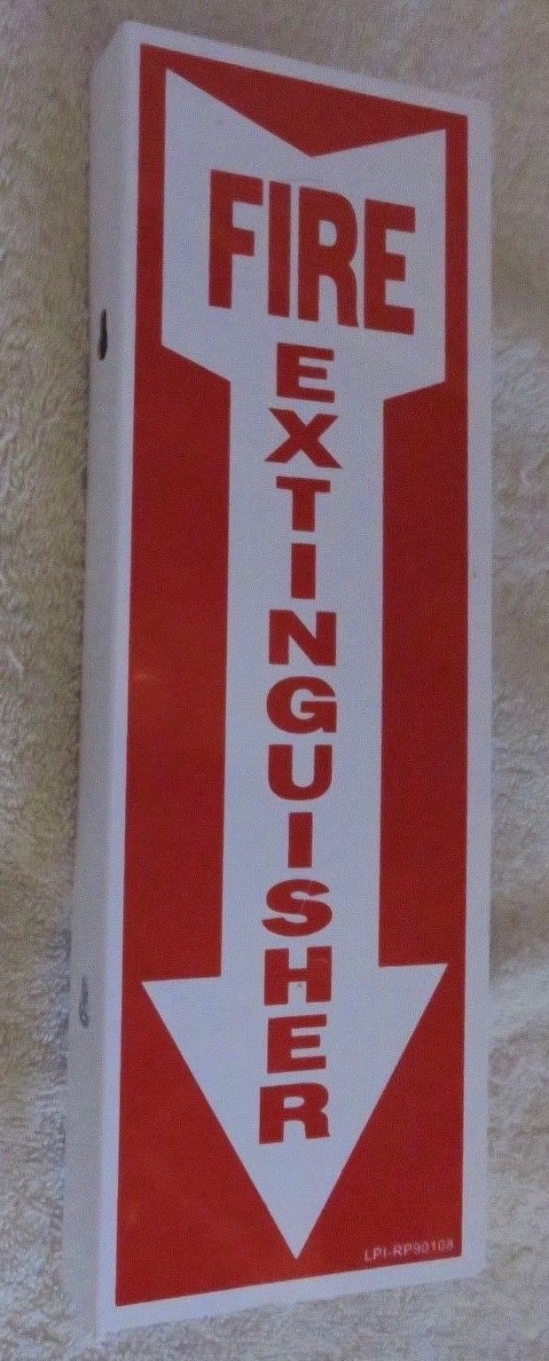 🔥🧯(1-SIGN) 4″ X 12 9 90*(ALUMINUM) ANGLE FIRE EXTINGUISHER ARROW SIGN NEW🔥🧯