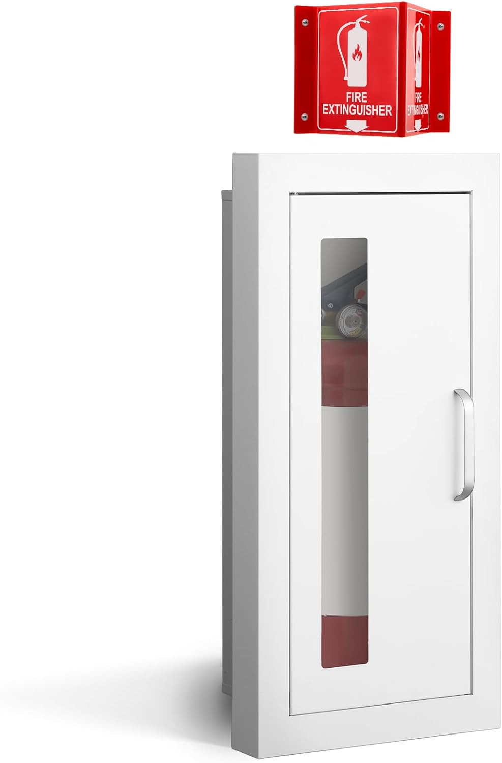 Semi-Recessed Fire Extinguisher Cabinet with Acrylic Sign Steel Fire Extinguishe