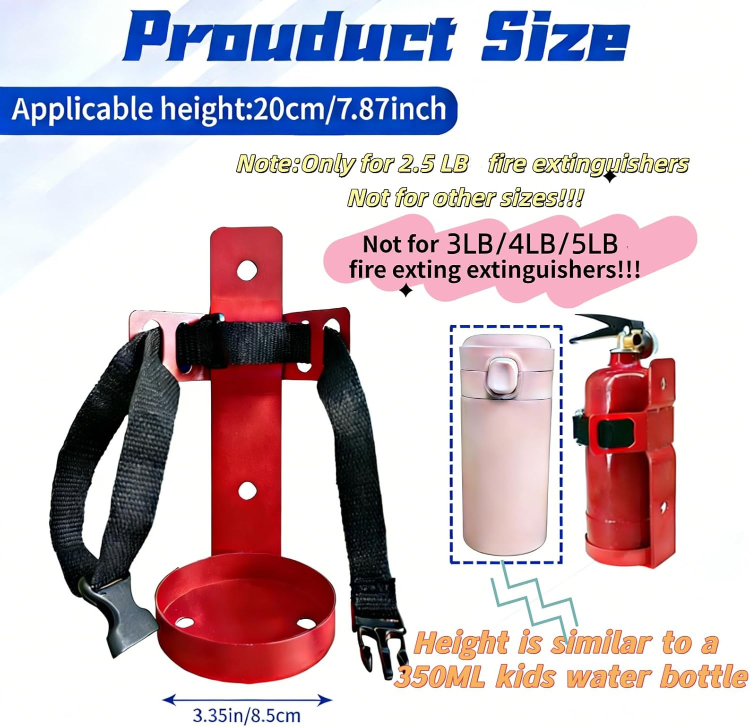2.5LB Small Fire Extinguisher Mount,Metal Fire Extinguisher Bracket Wall Mounted