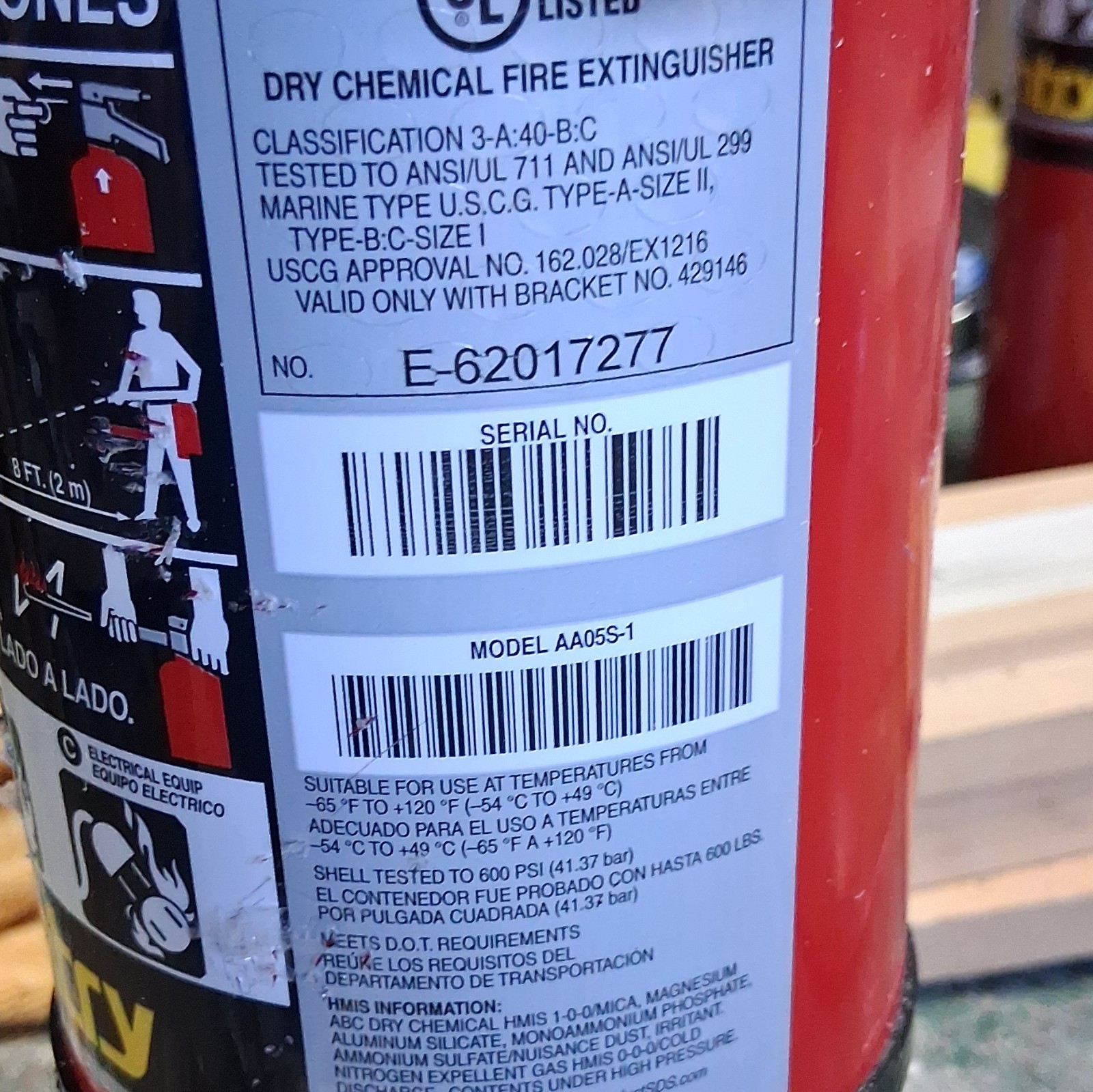 Sentry AA05S-1 Dry Chemical Fire Extinguisher Fire Extinguishers Exp 2021