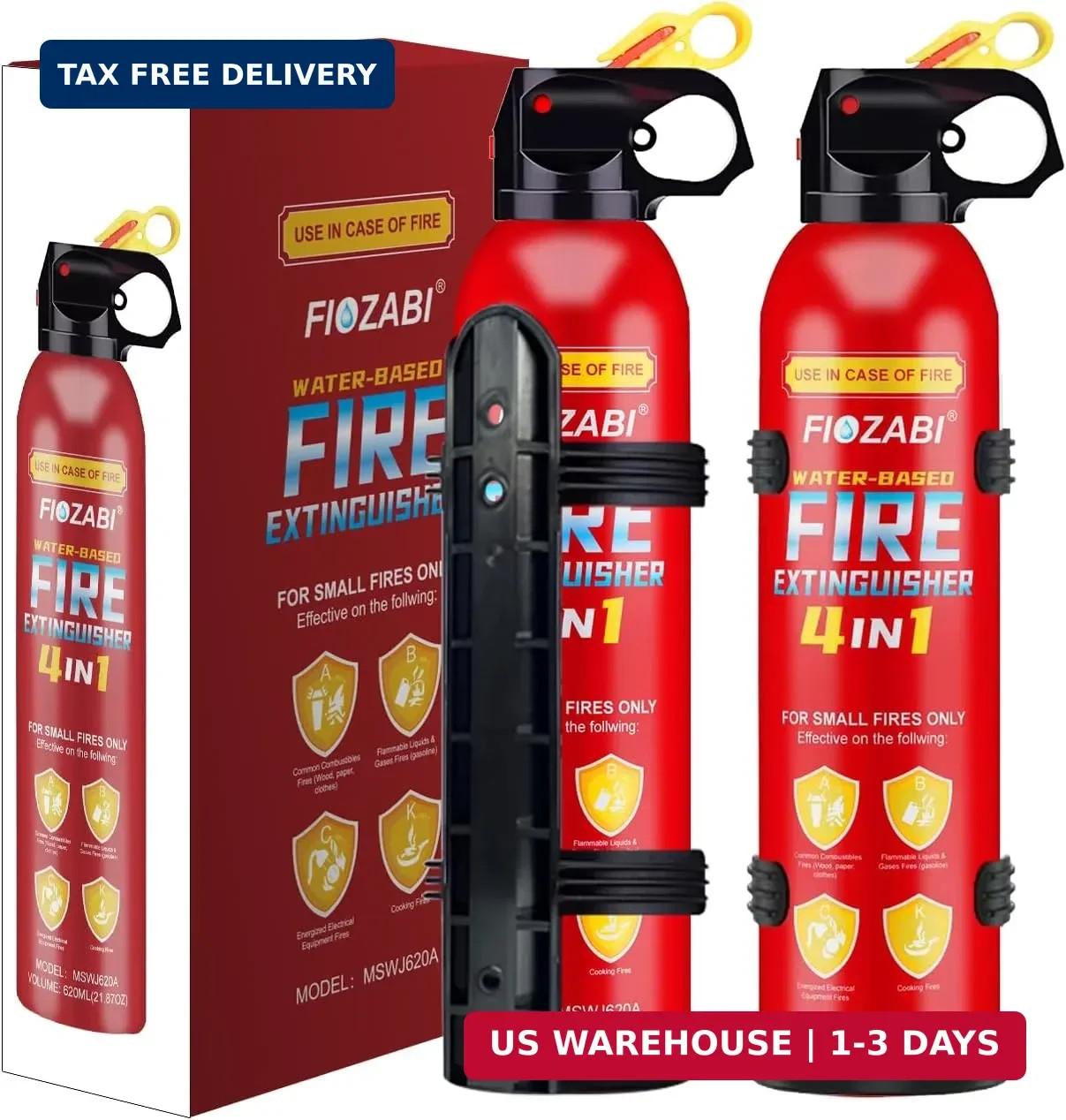 2 PACK Portable Fire Extinguisher Spray 4 in-1 With Bracket for The House/Car/Ki