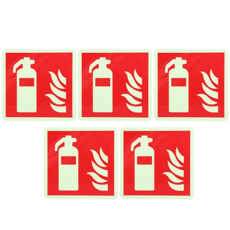 5Pcs Glow in Dark Extinguishers Sign Waterproof for Indoor Outdoor Use