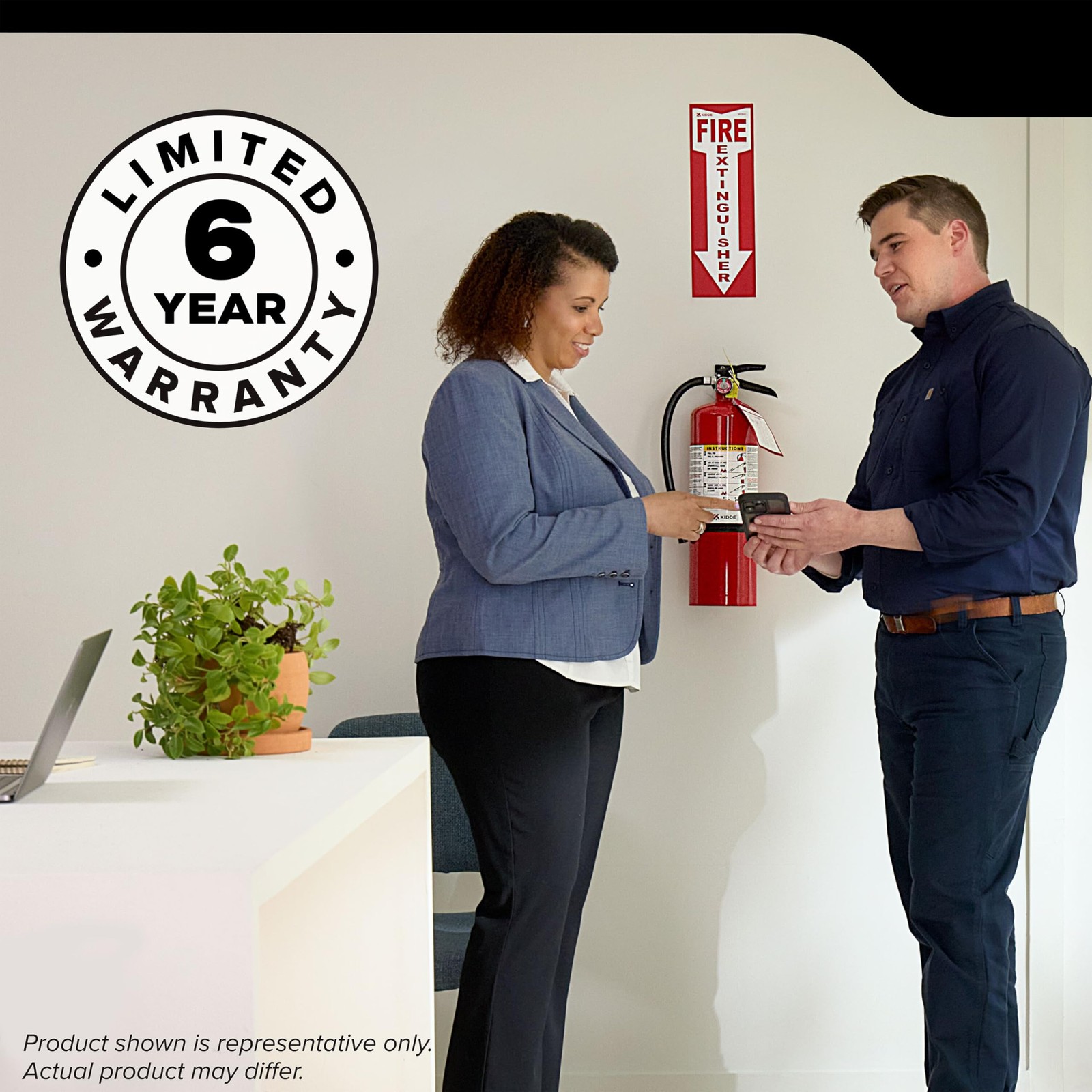Kidde Pro 340 Commercial Fire Extinguisher 3A 40 B C PRO 5MP 1 Rechargeable and
