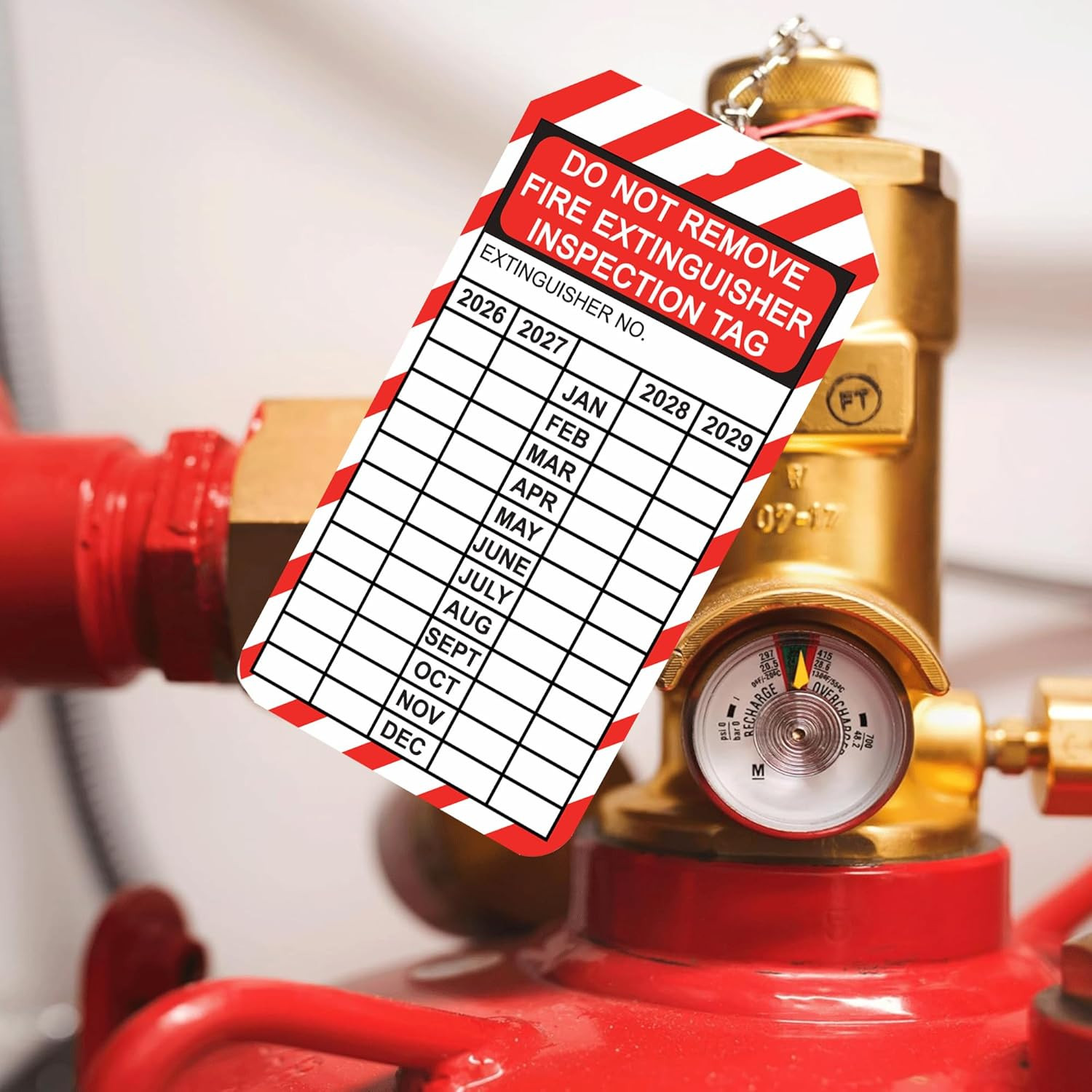 25 Pcs Fire Extinguisher Tags with Adjustable Wire Ties Monthly Inspection