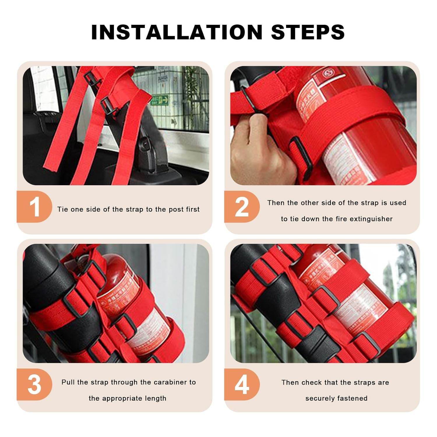 Fire Extinguisher Holder Roll Bar Mount Adjustable Bracket Strap Vehicle Car