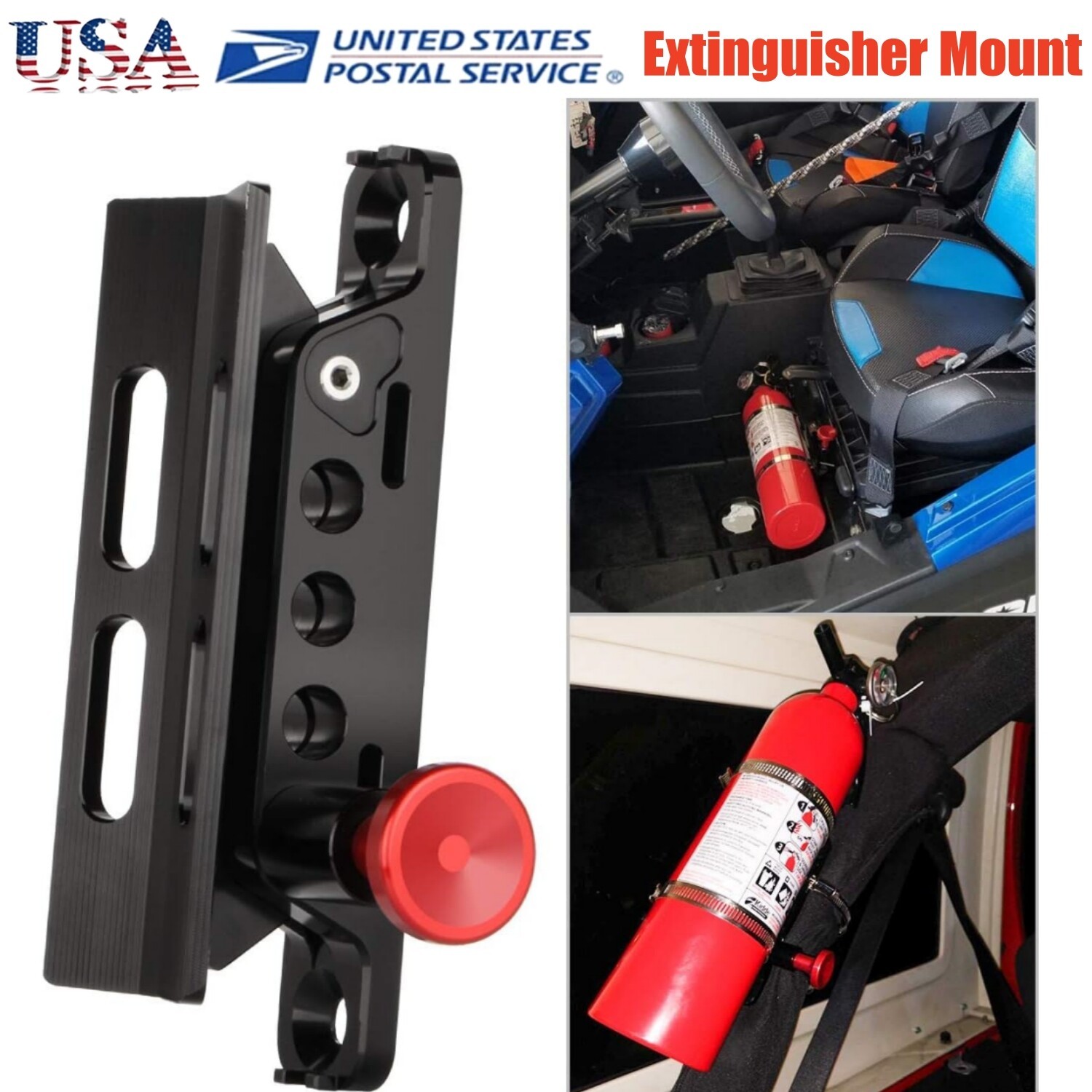 Fire Extinguisher Mount Holder Quick Release Roll Bar with 4 Fixing Clips New US