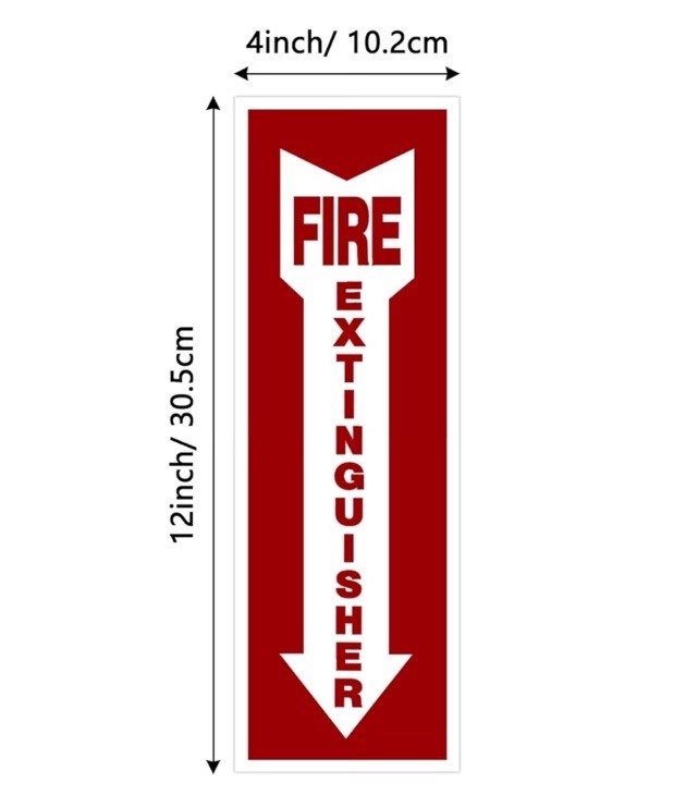 Fire Extinguisher Signage Set – 6 Durable Waterproof StickOn 4″x12” Glow in Dark
