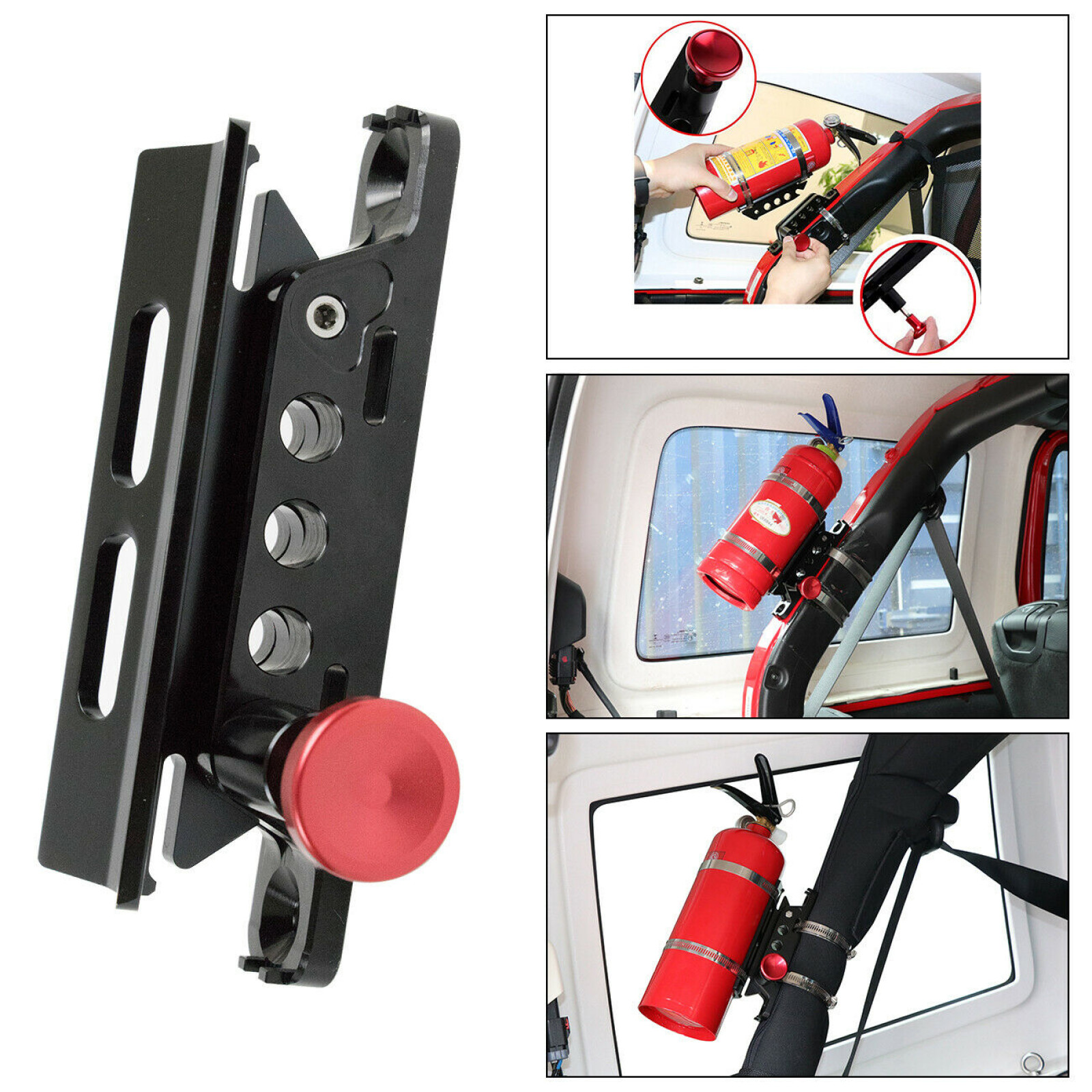 Car Roll Bar Fire Extinguisher Mount Bracket Compatible with Jeep Wrangler JK JL