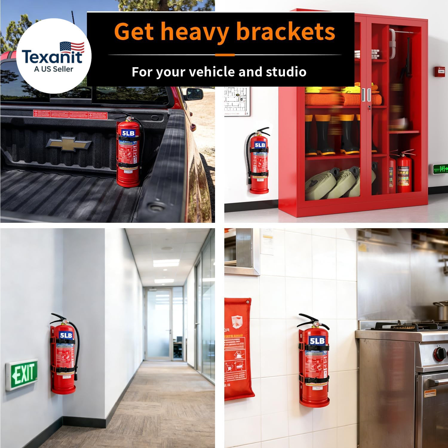 Fire Extinguisher Wall Mount Bracket, Heavy Duty Quick Release Metal Holder for