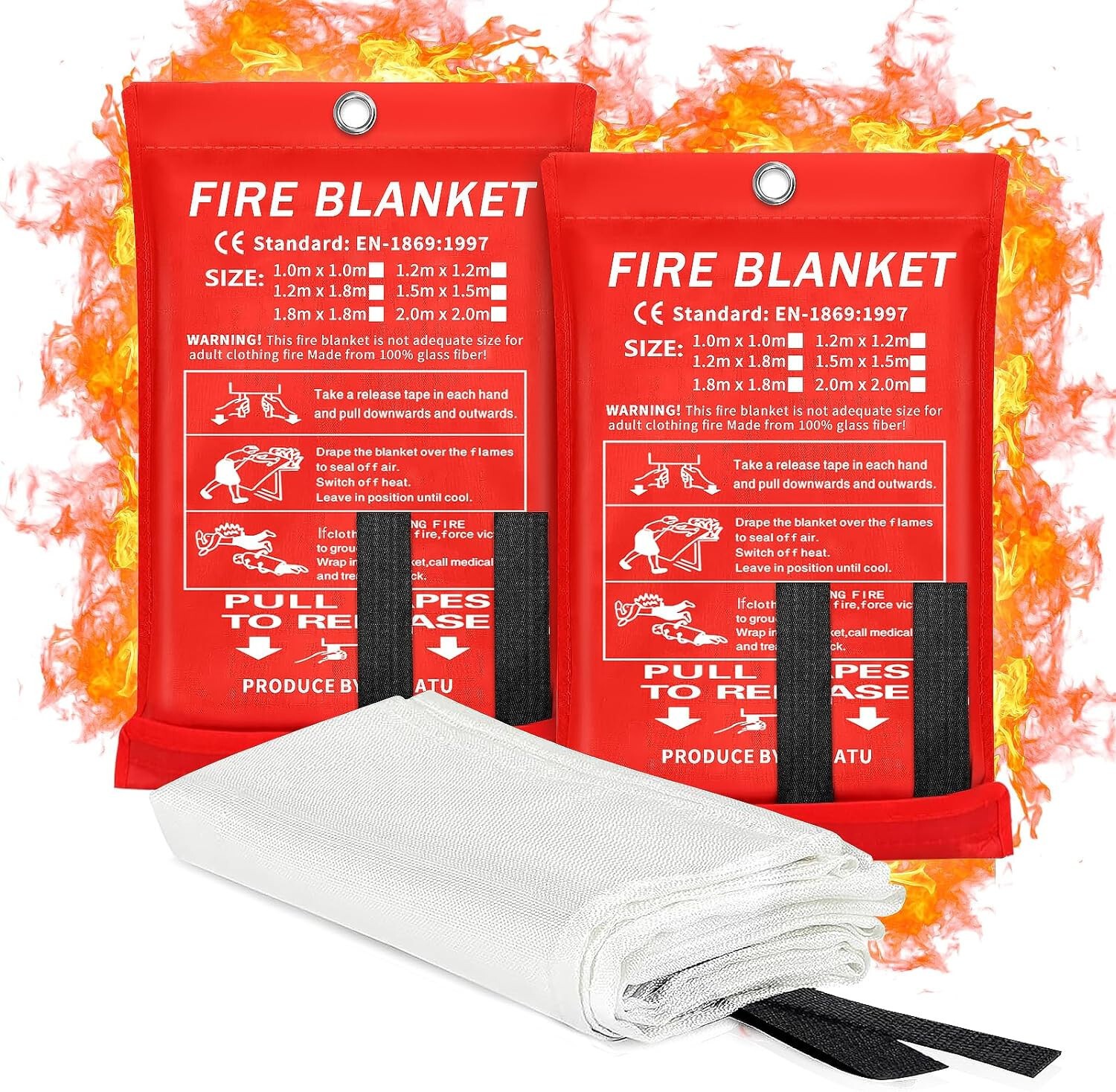 Emergency Fire Blanket Fire Extinguisher Blanket, Fire Suppression 2 Pack