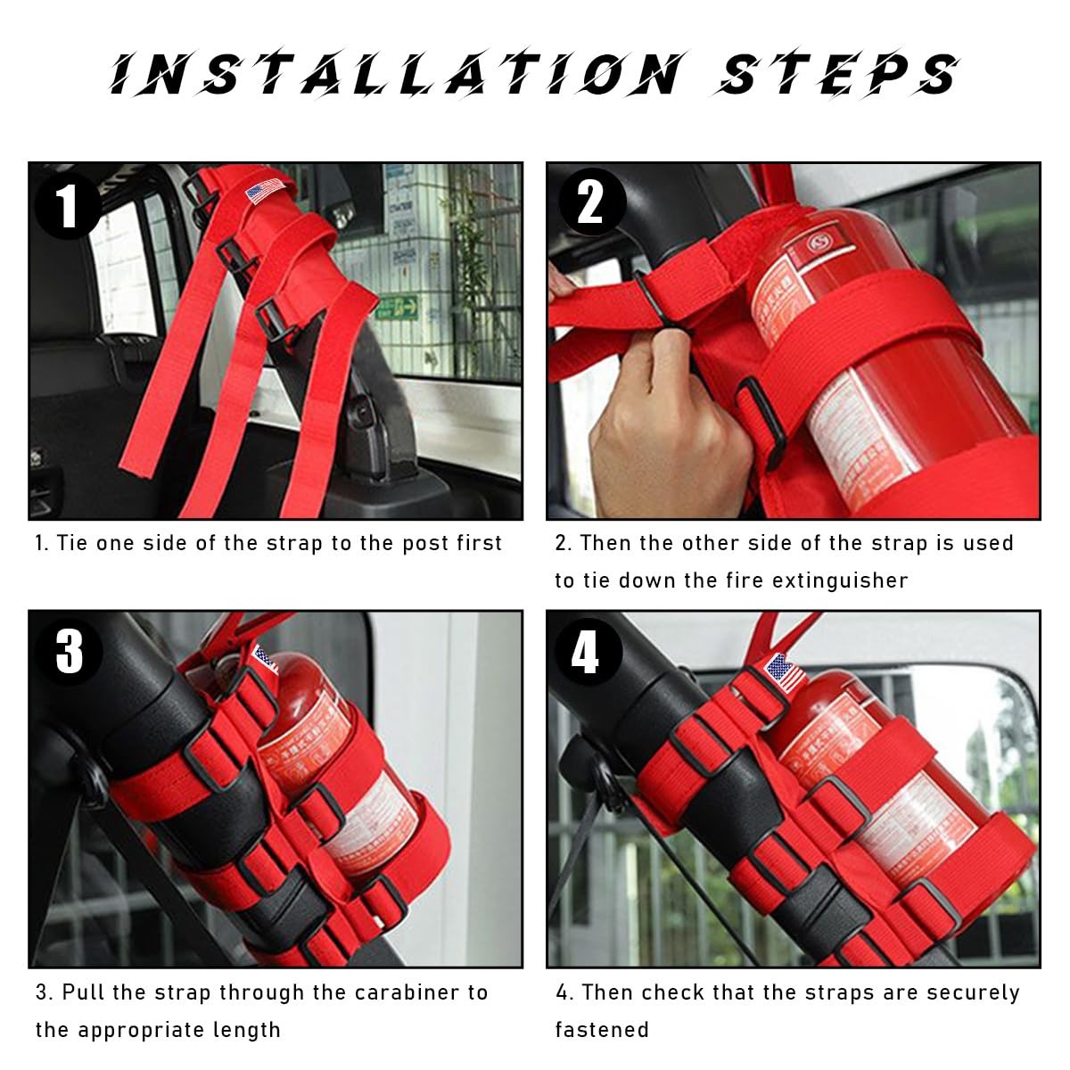 Gasedin Fire Extinguisher Holder, Adjustable Roll Bar Black, 1 PCS