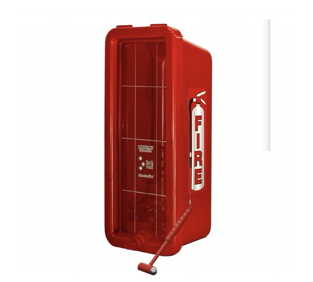Global Industrial Plastic Fire Extinguisher Cabinet with Window Fits 10 lbs. Red