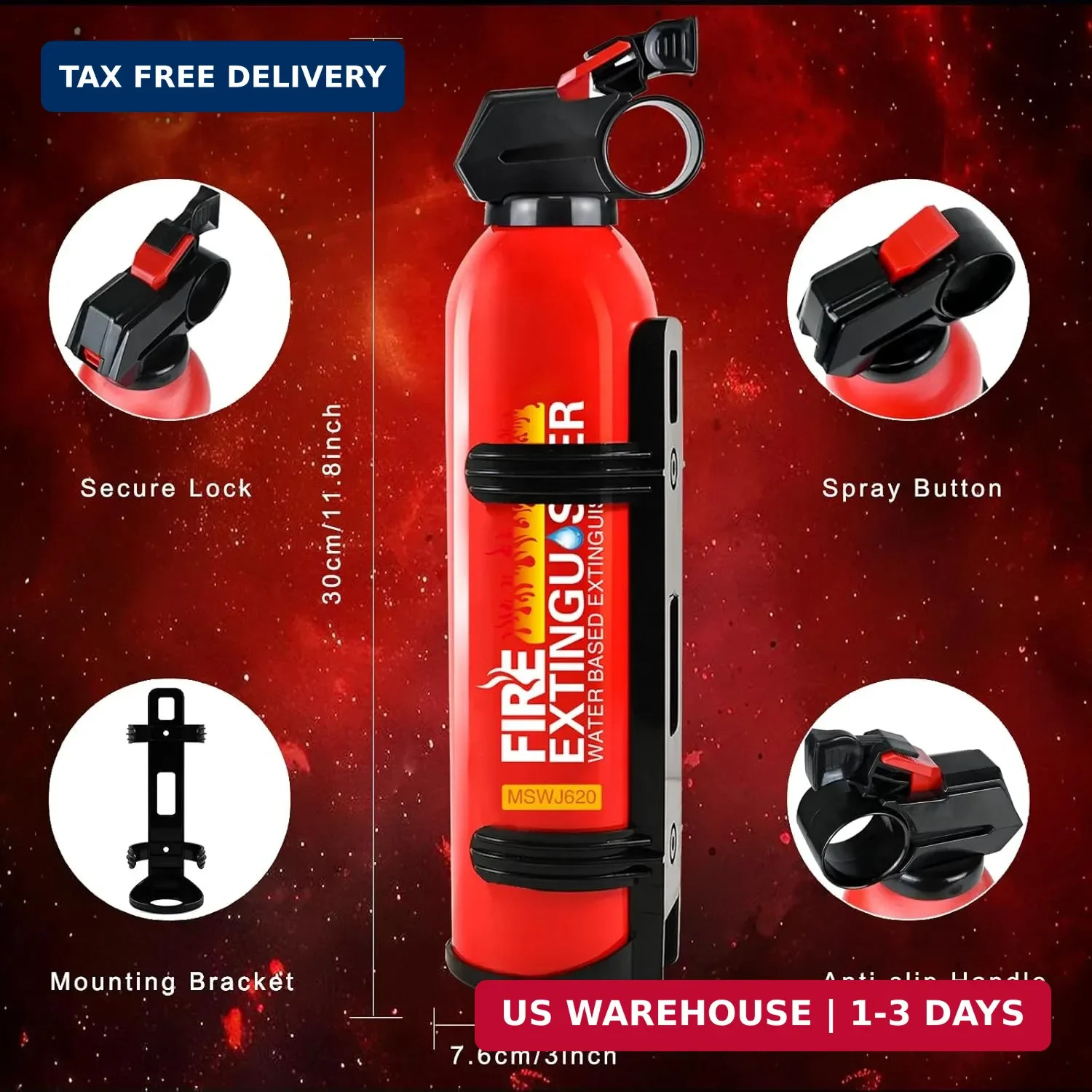 Fire Extinguisher for Home with Wall Mount – 4 Pack Upgraded 8-in-1 Portable Fir