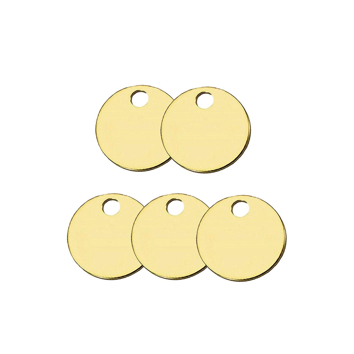 Solid Brass Round Tag – One Hole and 1-1/4 Inch Diameter, 100 Per Box (26012)