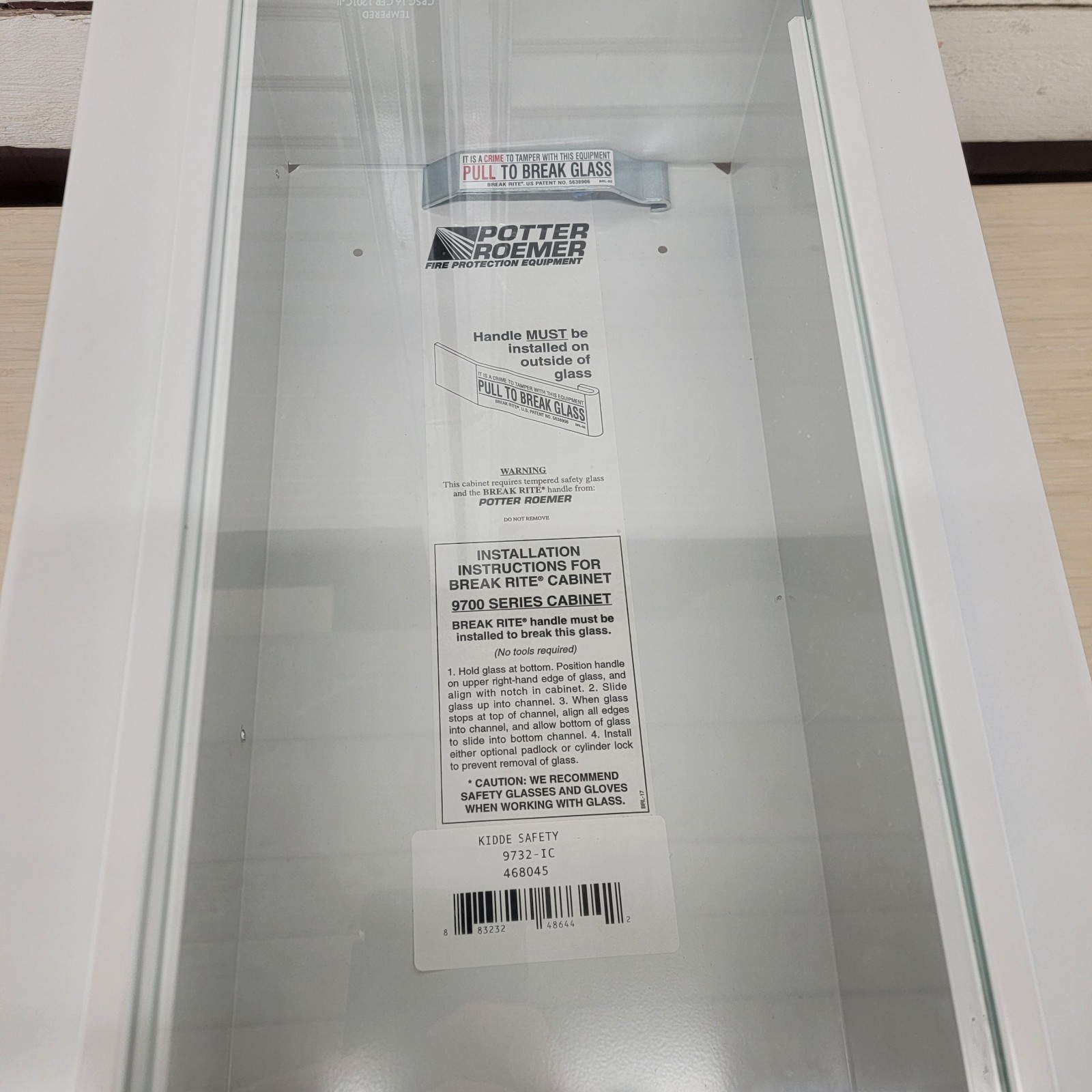 Potter Roemer 9700 Series Fire Extinguisher Cabinet Break Glass 28” White