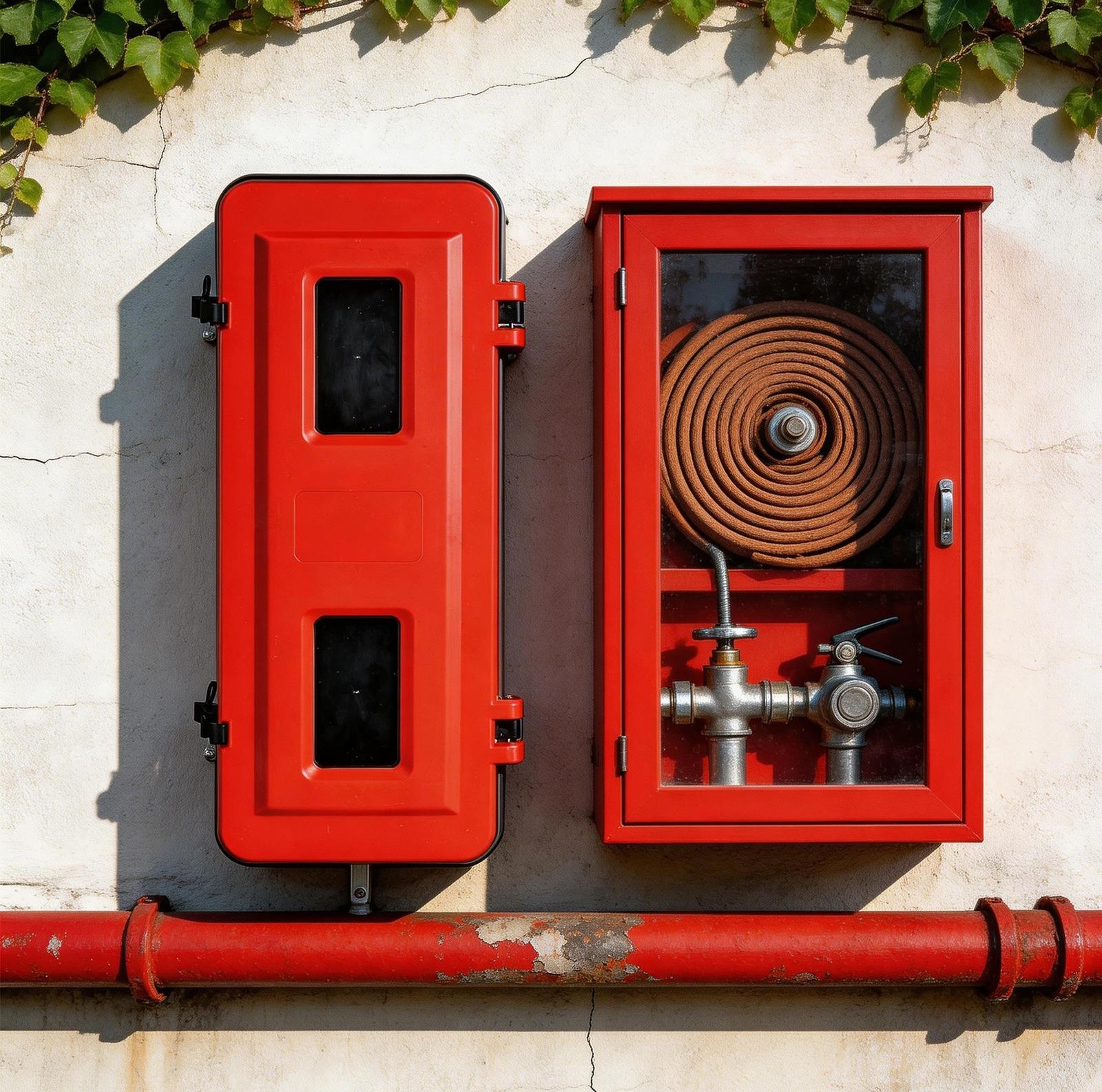 Industrial Plastic Fire Extinguisher Cabinet with Window Fits 20 lbs. Red