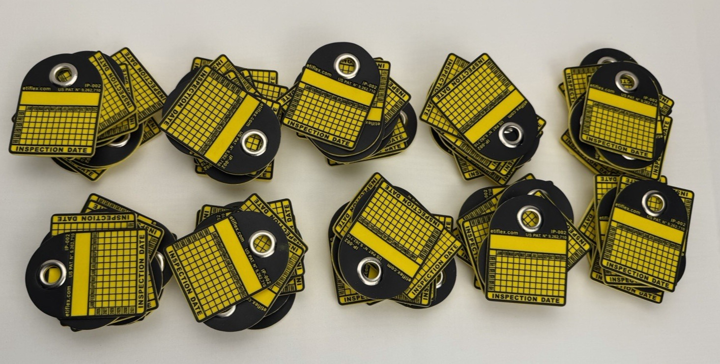 100pk ETIFLEX GHS Inspection Tag IP-002 Periodic 26-31 Yellow Reinforce Grommet