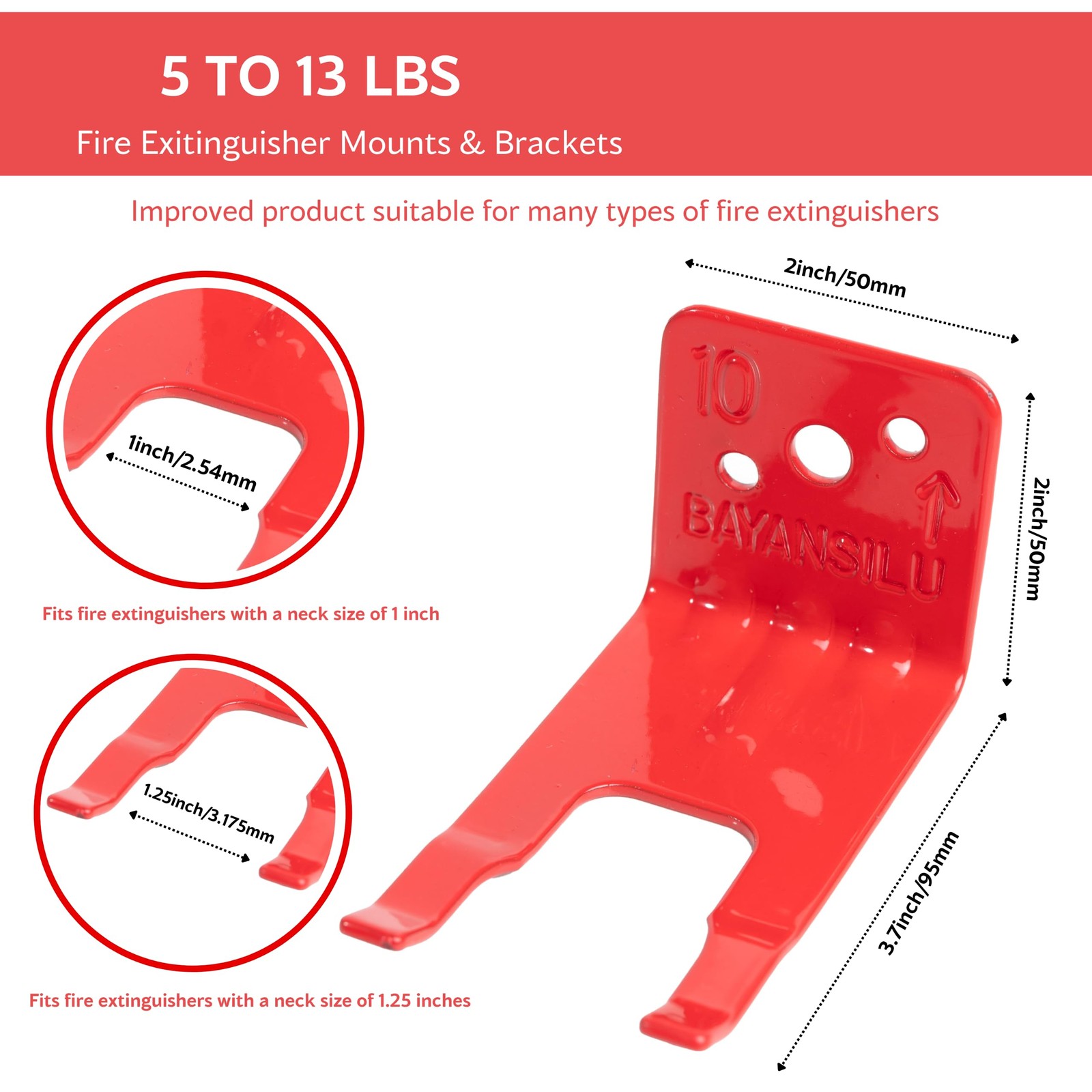 4 PCS Universal Fire Extinguisher Bracket Mounts & Brackets U Hook Holder