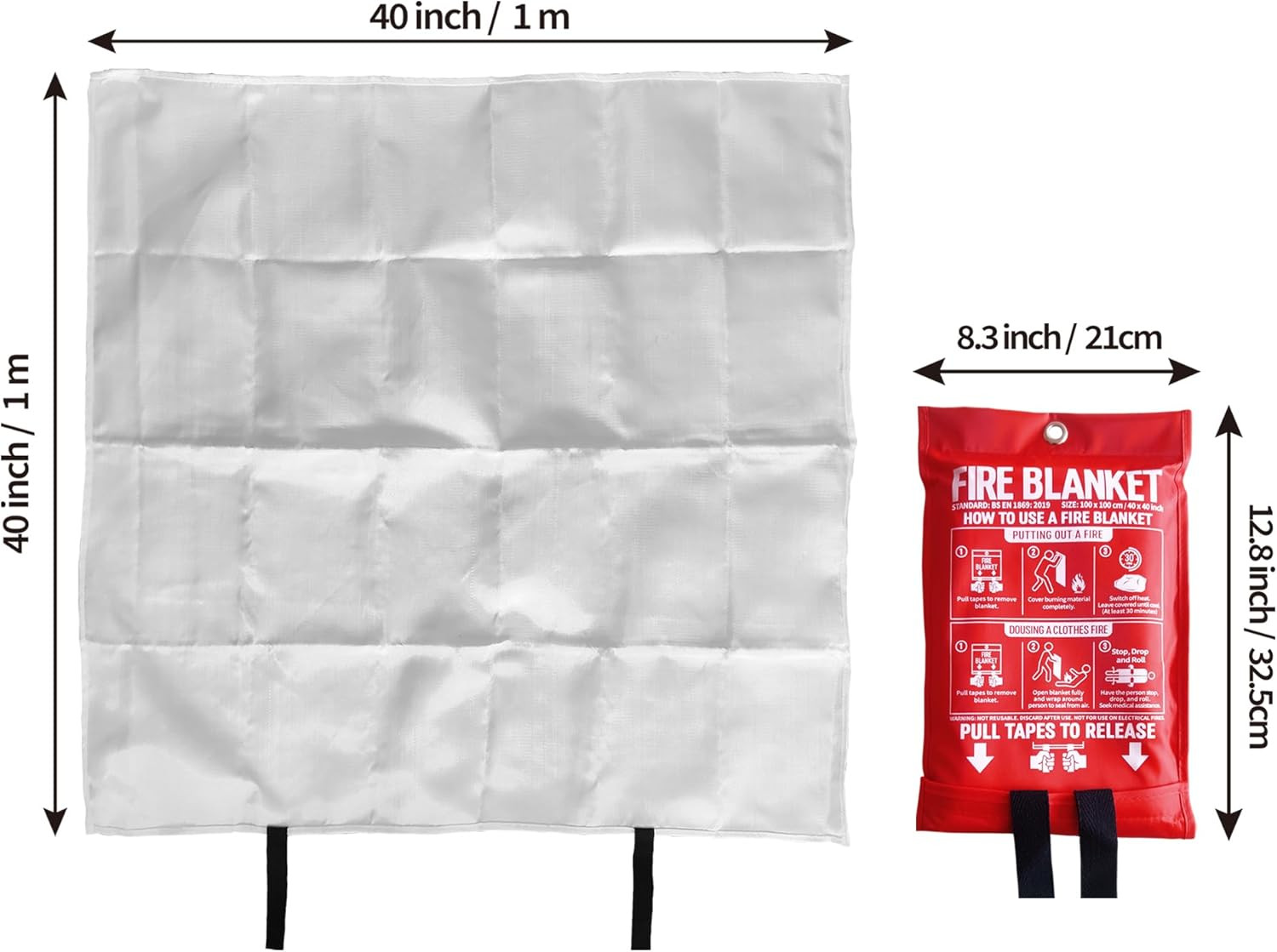 Manta Ignífuga para Cocina y Hogar 40×40 cm Fibra de Vidrio 4 Pack Emergencia