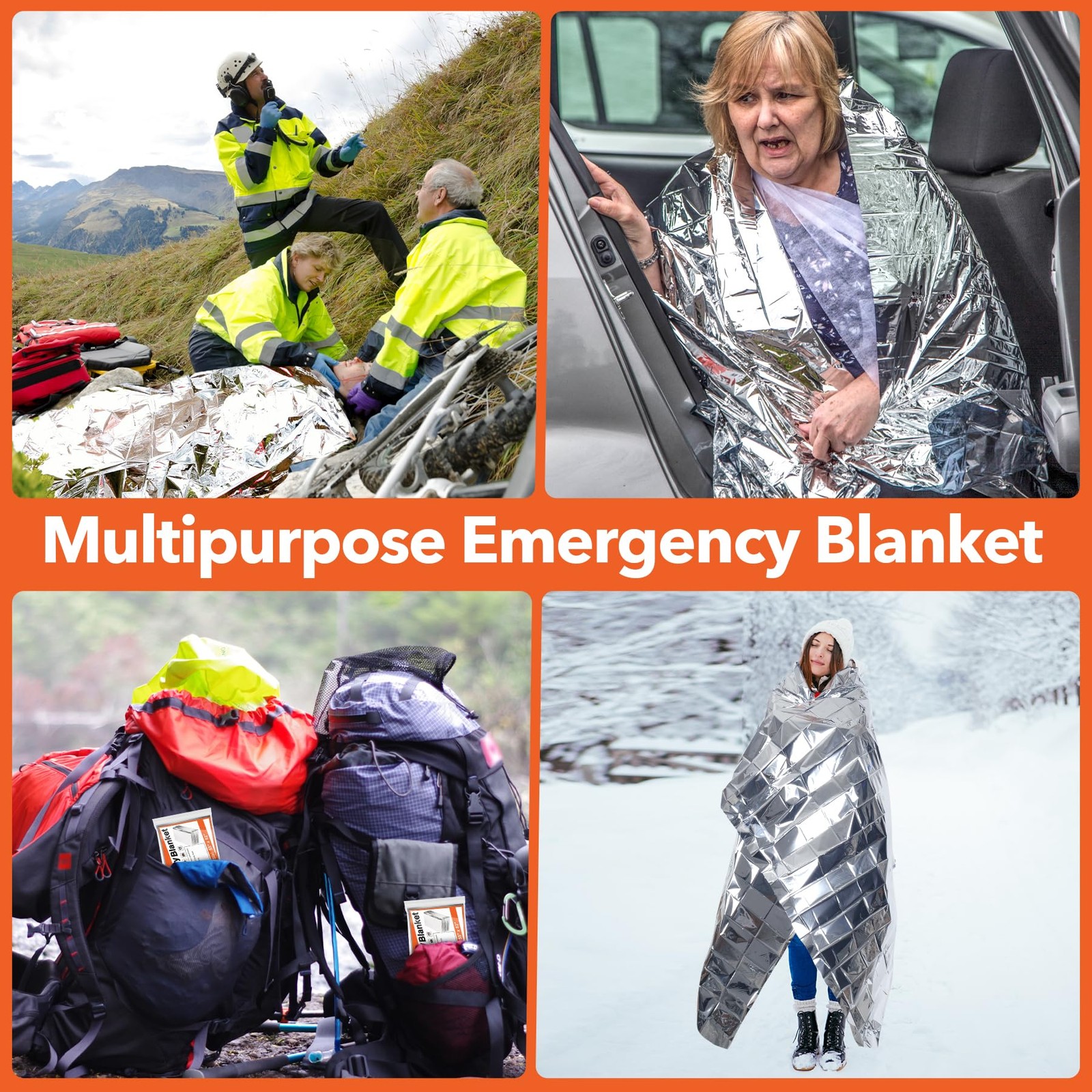 6x Mantas térmicas de emergencia para supervivencia, acampada, senderismo